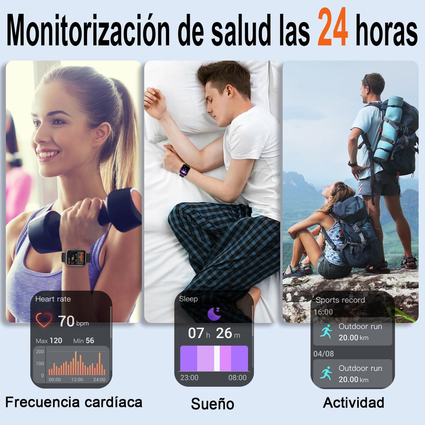 2026 Reloj Inteligente Hombre Mujer, 1.96" Smartwatch con Llamadas Bluetooth y Whatsapp Notificación, IP68 Pulsera Actividad con 100+ Modos Deportivos, Pulsómetro, Monitor de Sueño para Android iOS