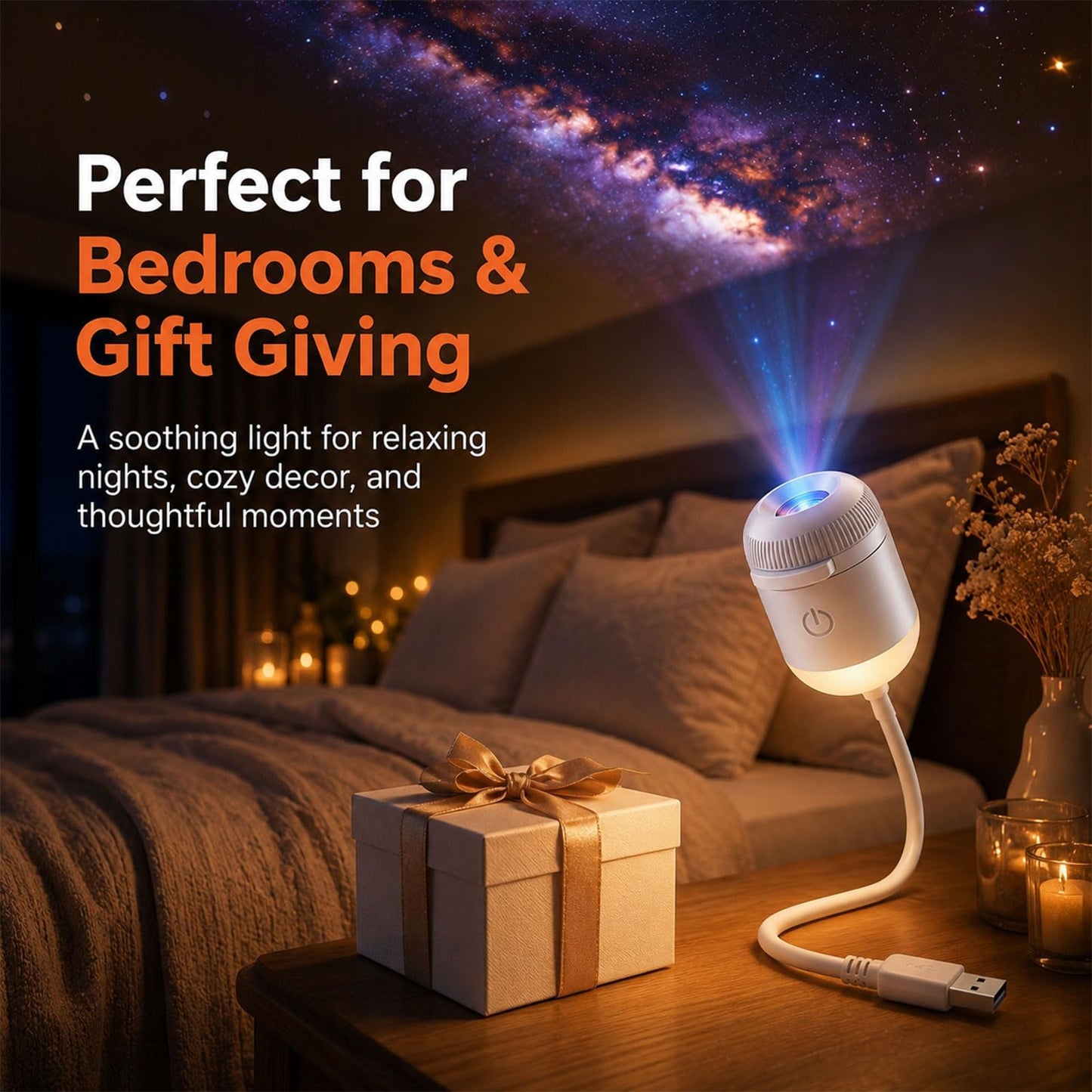 Proyector de luz nocturna holográfica 5D inteligente HD mejorado 2026 con 24 películas, proyector de estrellas HD Plug and Play, proyector Galaxy Star 2 en 1, rotación de 360 grados, alimentado por