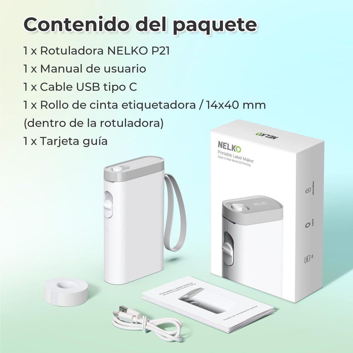 Etiquetadora Bluetooth Nelko P21 para hogar, cocina y oficina