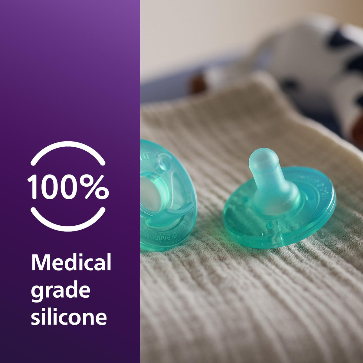 Philips Avent SCF190/41 - Chupetes Soothie para bebés de 0 a 3 meses, diseño de una sola pieza, sin BPA, extraduraderos, color verde, paquete de 4 unidades