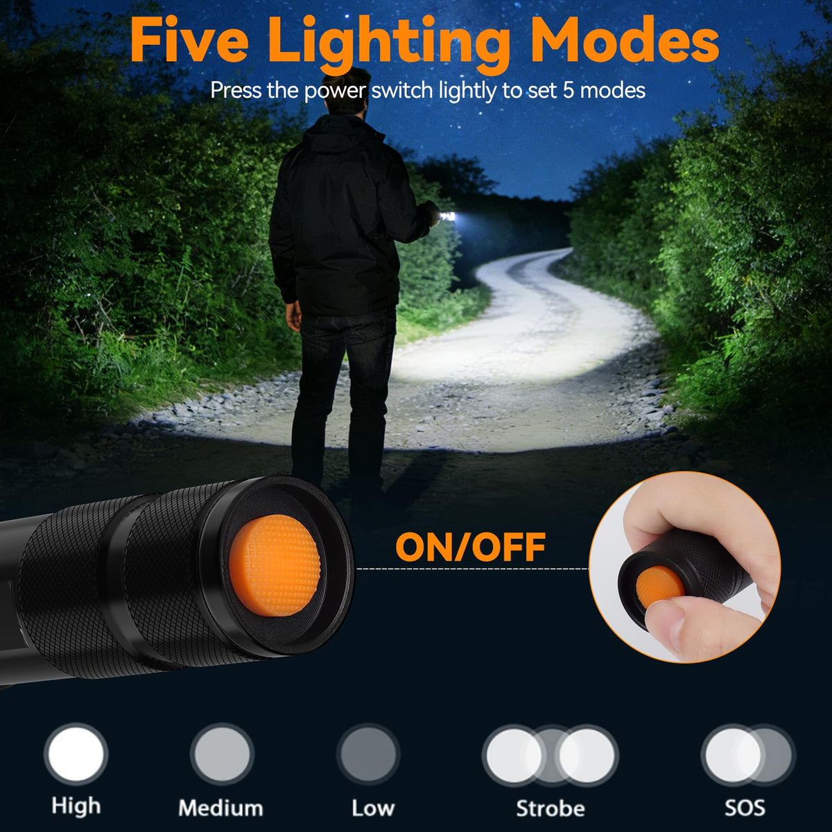 Linterna táctica de grado militar con 5 modos funcionamiento, XML T6 3000 lúmenes, led, impermeable, para una mano, acampada, ciclismo, senderismo, actividades al aire libre o emergencias en el