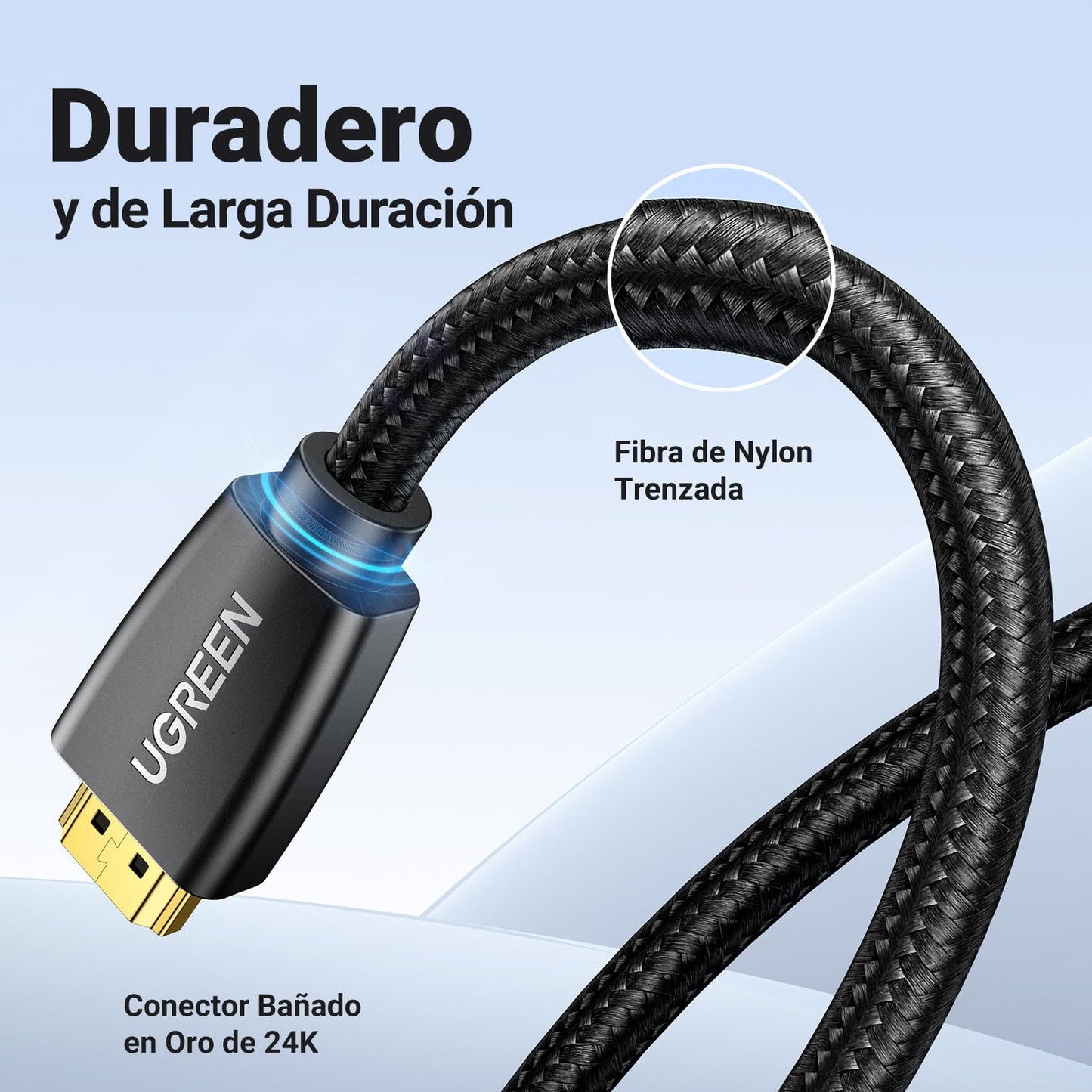 UGREEN Cable HDMI 4K 60Hz UHD 2.0 Alta Velocidad 18Gbps con Ethernet 3D HDR ARC Dolby Vision Compatible con PS5 PS4 Xbox Barra de Sonido Blu-Ray TV Nylon Trenzado, 2M