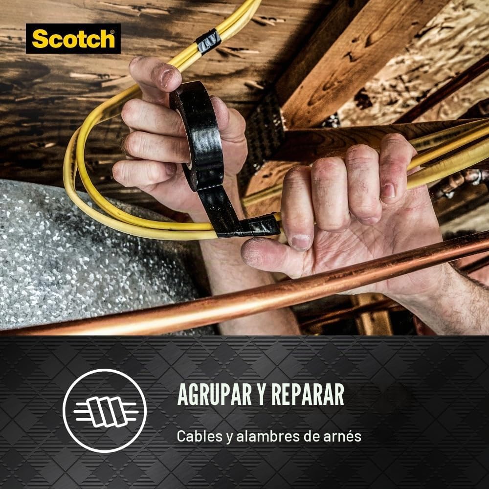 Scotch Cinta eléctrica de vinilo 700, 1 rollo, negro, 3/4 pulgadas x 66 pies, uso general, grado comercial, clasificado para temperaturas de hasta 194 grados, altamente flexible, elástica y