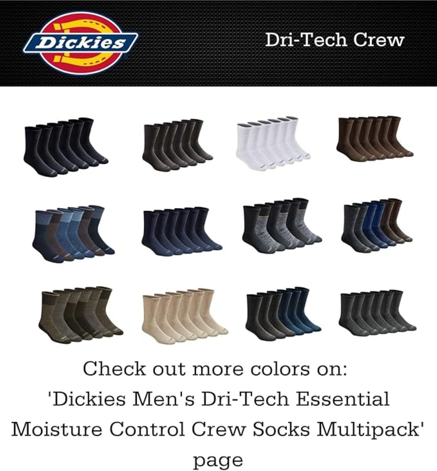 Dickies - Dri-tech - Calcetines deportivos con control de humedad para hombre - negro -
