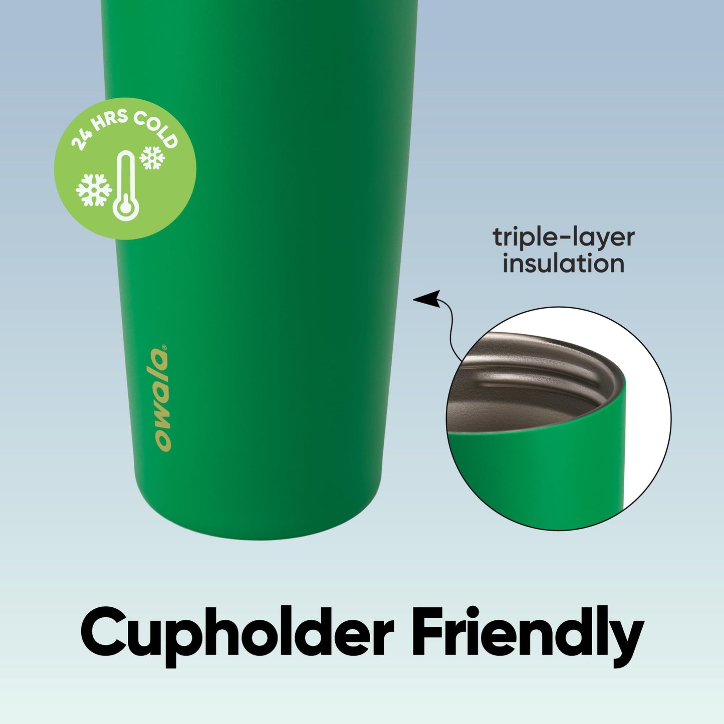 Owala FreeSip Sway - Acero inoxidable - 850.5 g - Bronceado/Verde (Putting Green) (Amazon)