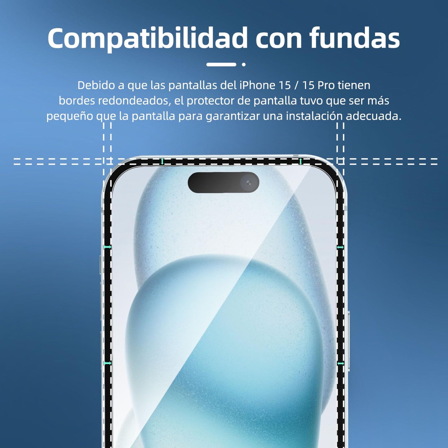 NEW'C 3 Piezas, Protector Pantalla para iPhone 15, iPhone 15 Pro (6,1 Pulgadas), Cristal templado Antiarañazos, Sin Burbujas, Dureza 9H, 0.33 mm Ultra Transparente, Ultra Resistente