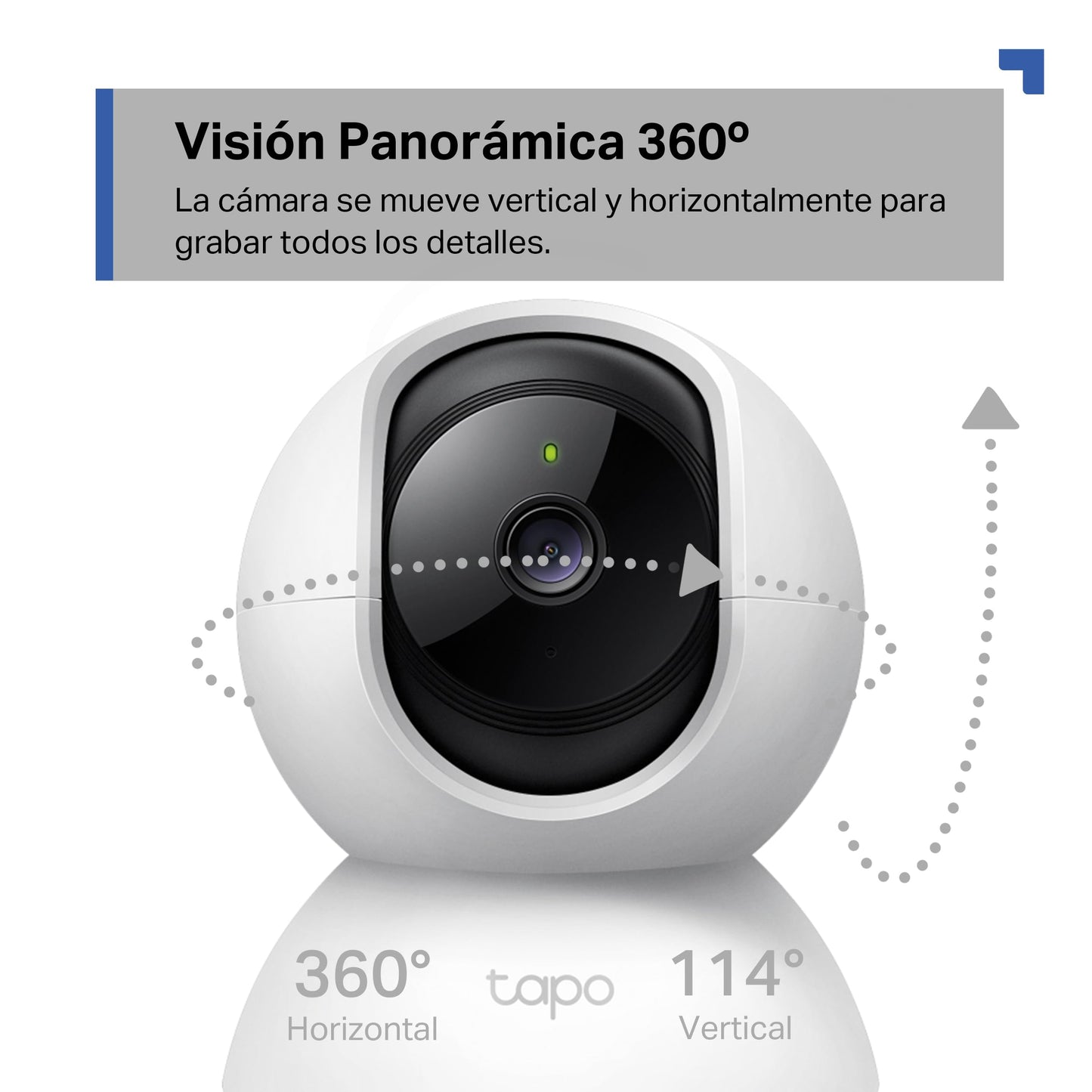 Tapo C210 - Cámara IP WiFi 360° Cámara de Vigilancia 2K (3MP),Visión Nocturna Admite Tarjeta SD hasta 512 GB, Detección y Seguimiento de Movimiento, Control Remoto, Compatible con Alexa