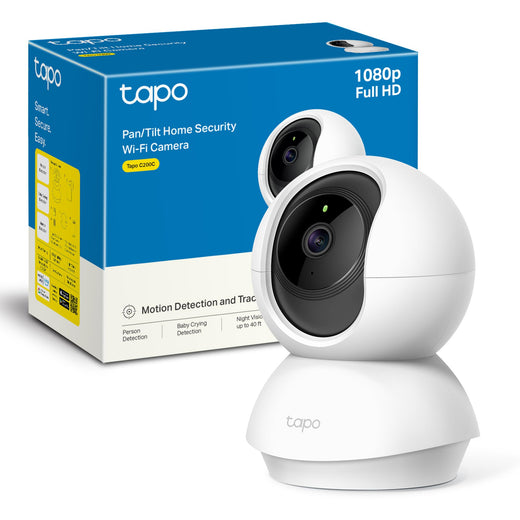 Tapo C200C – Cámara IP Wi‑Fi 360°, FHD 1080p, Visión Nocturna, Detección de Movimiento, Admite Tarjeta SD, Compatible con Alexa, Cable de 1,5 m, sin Soporte de Montaje