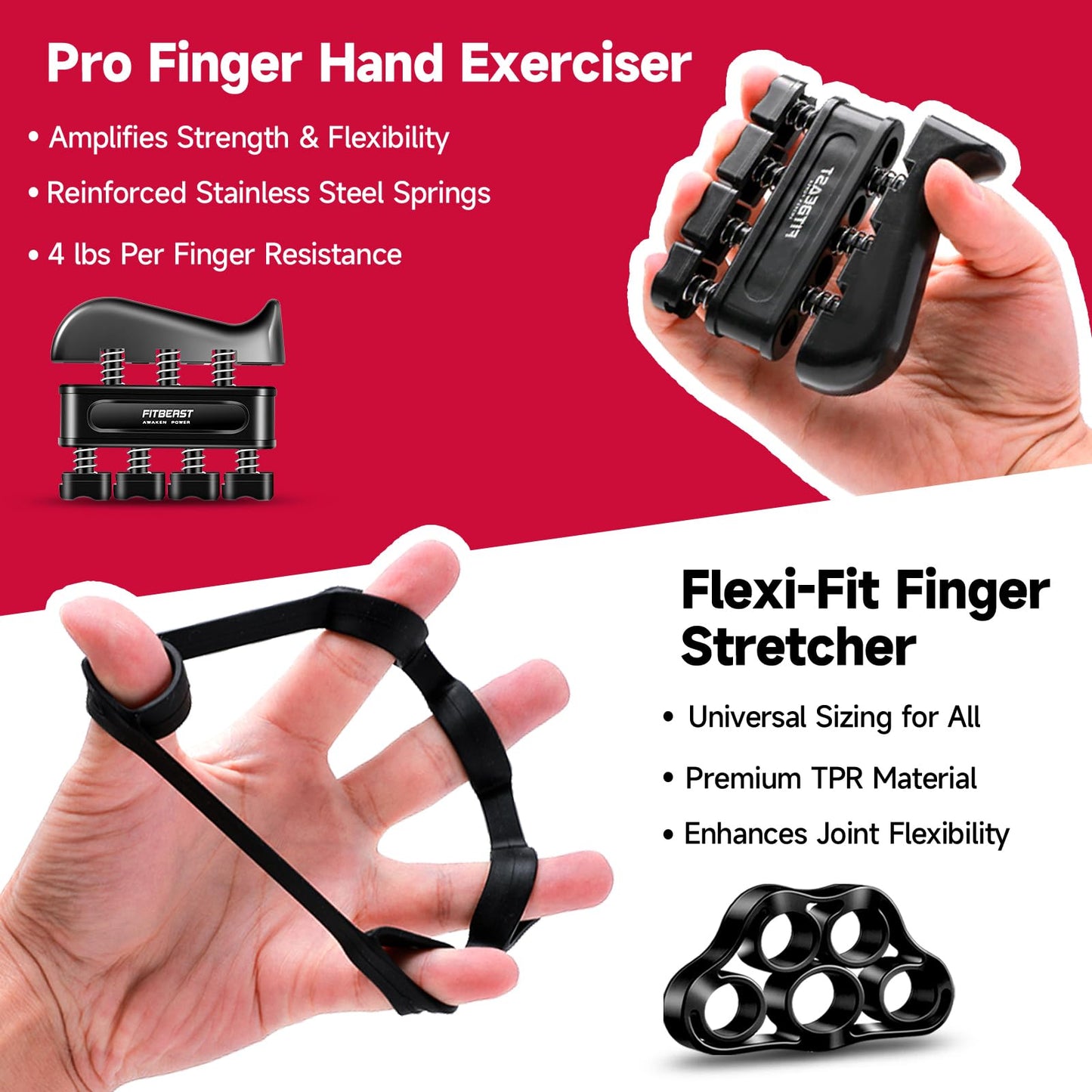 Kit de refuerzo de agarre de mano (5 unidades) FitBeast agarre de antebrazo ajustable resistencia agarre de mano