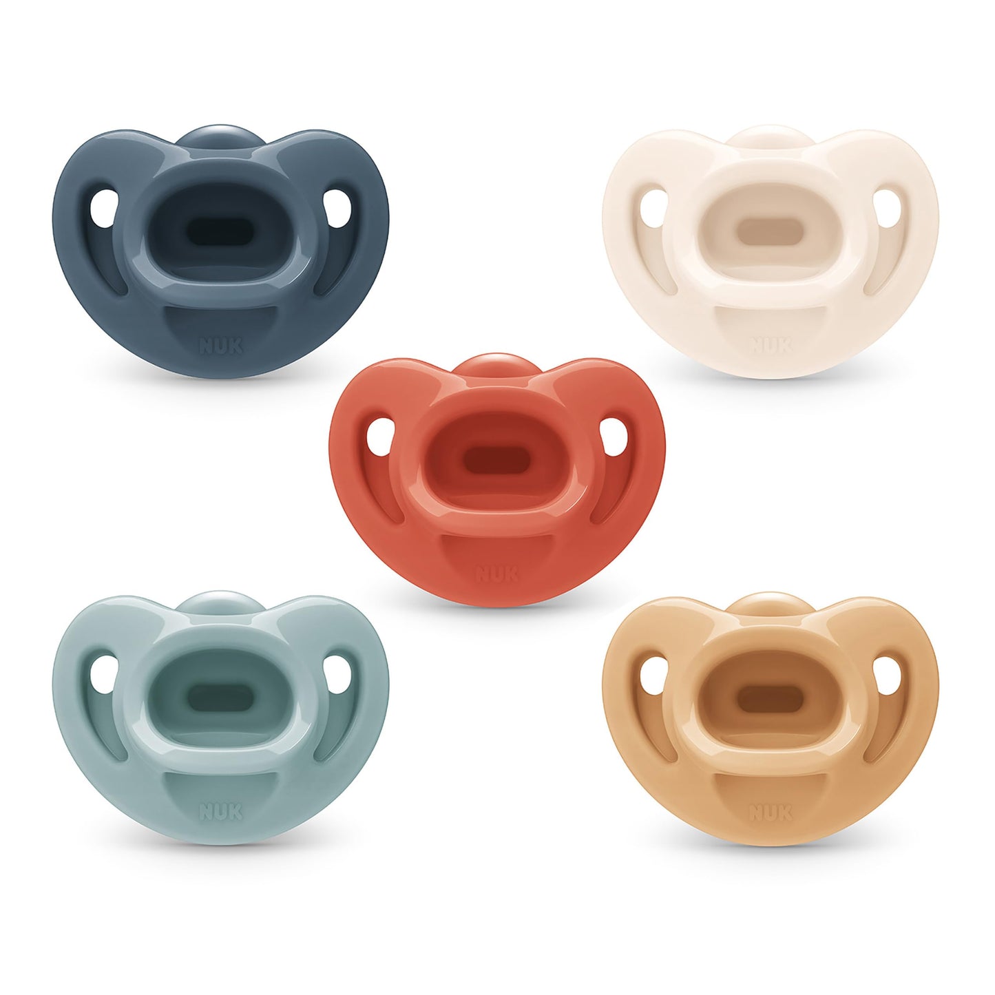 NUK Chupete Timeless Comfy | 100 % silicona, diseño de una sola pieza, sin BPA, suave para la piel del bebé, paquete de 5, para 0-6 meses