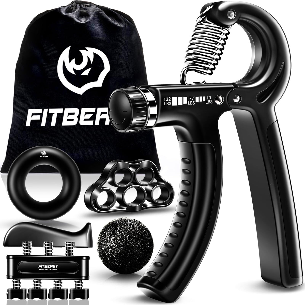 Kit de refuerzo de agarre de mano (5 unidades) FitBeast agarre de antebrazo ajustable resistencia agarre de mano