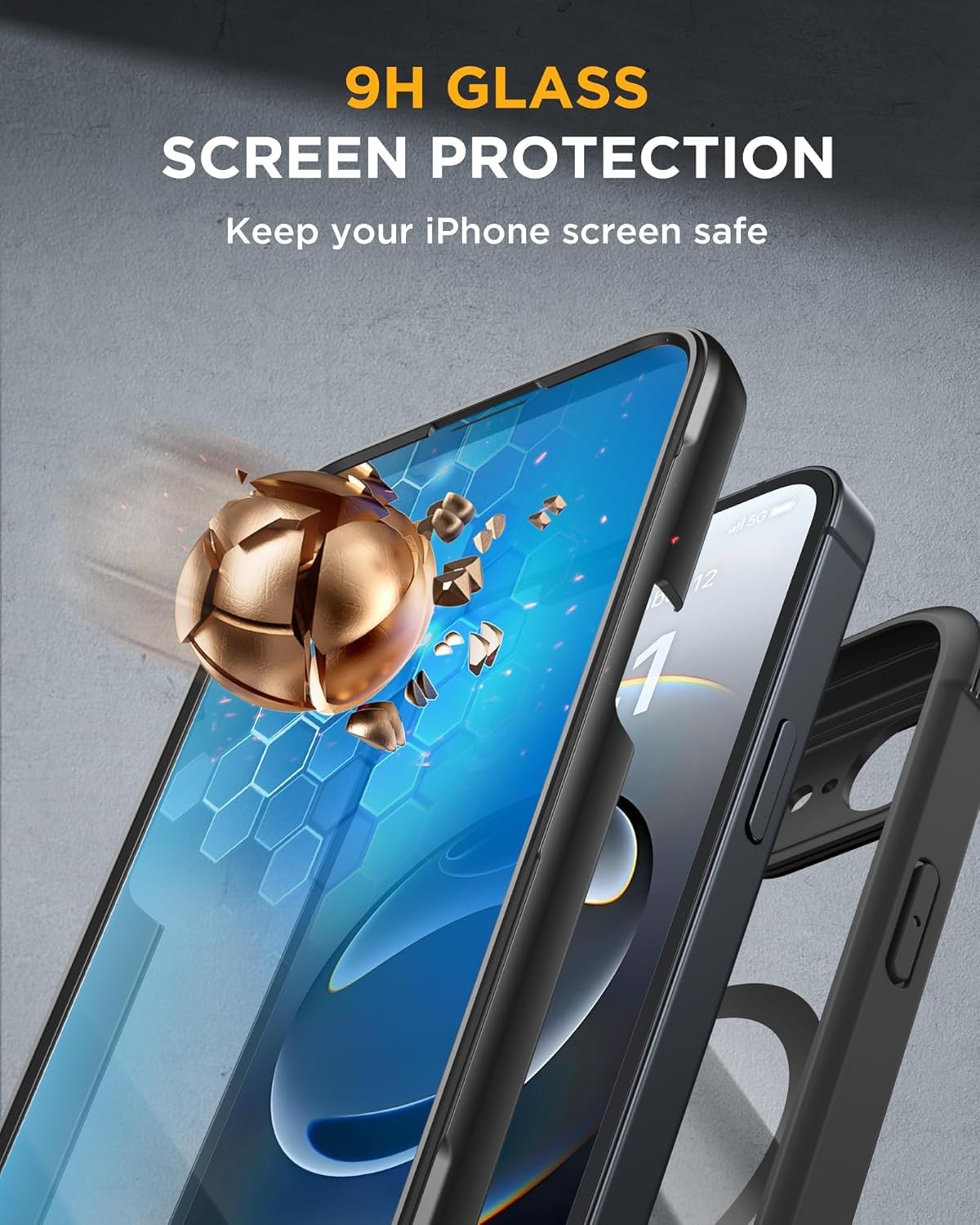 Miracase Funda de cristal magnético para iPhone 16e, color negro