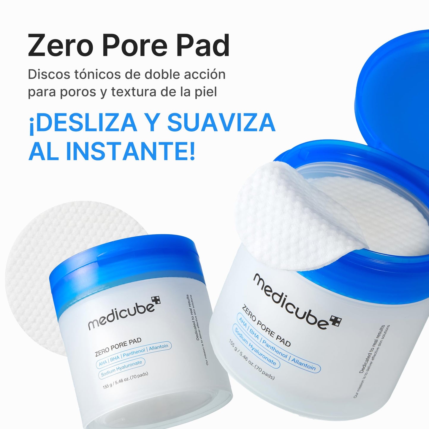 medicube Zero Pore Pad 2.0 - Almohadillas Faciales de Doble Textura con Ácidos Exfoliantes (4,5% AHA y 0,45% BHA) para Exfoliación y Poros Visiblemente Más Finos, Skincare Coreano, 70 Discos
