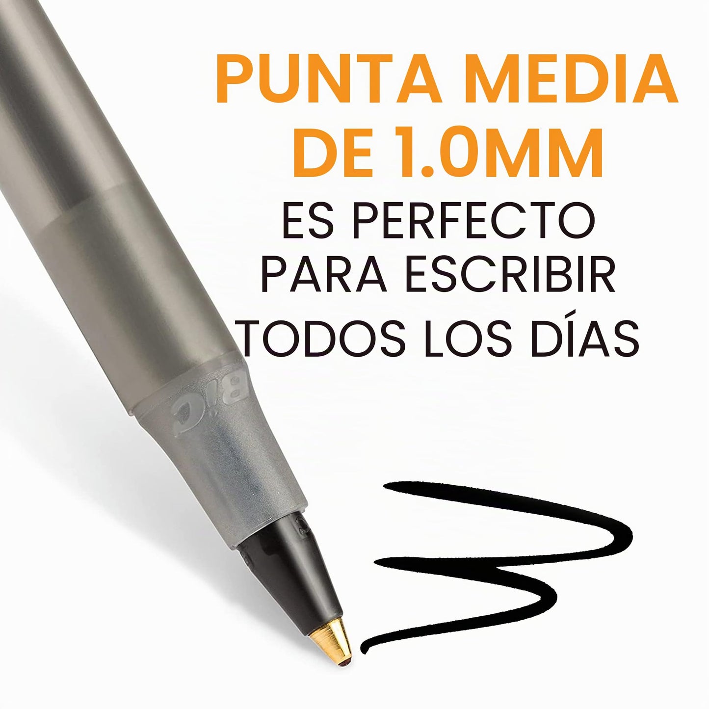 BIC Stic Xtra Life. Bolígrafo redondo, punta mediana, color negro 60 count