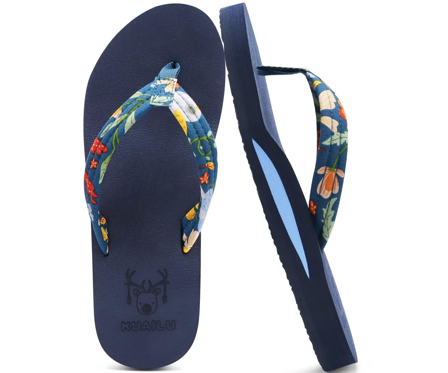 KuaiLu Chanclas Mujer Piscina Verano Playa Comodas Yoga Foam Flip Flop confort Tela Antideslizante Ortopédicas Sandalias, Blanco Caqui, 39 EU
