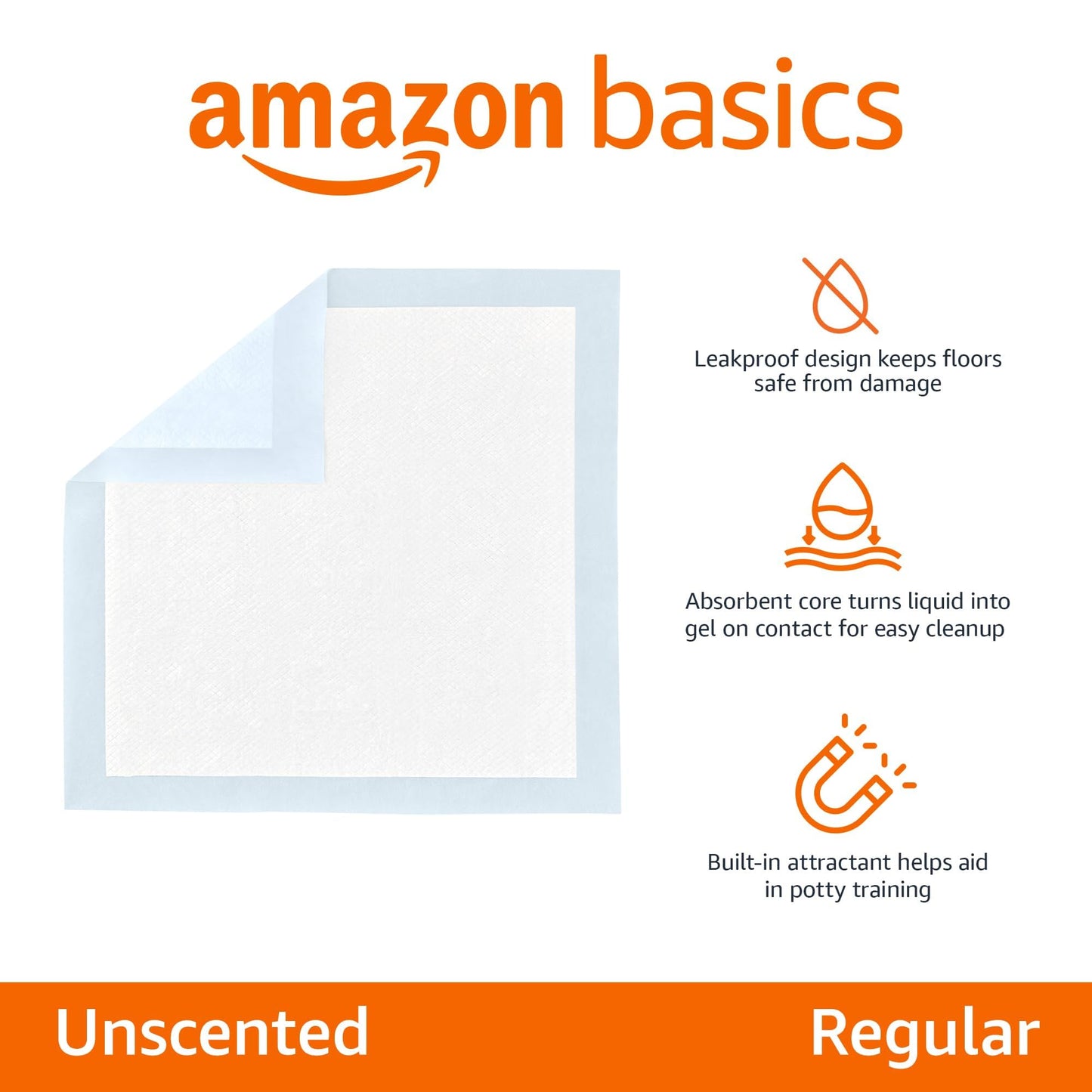 Amazon Basics Almohadillas de adiestramiento de Perros y Cachorros, diseño de 5 Capas a Prueba de Fugas con Superficie de Secado rápido, Regular, 100 Unidades, Azul