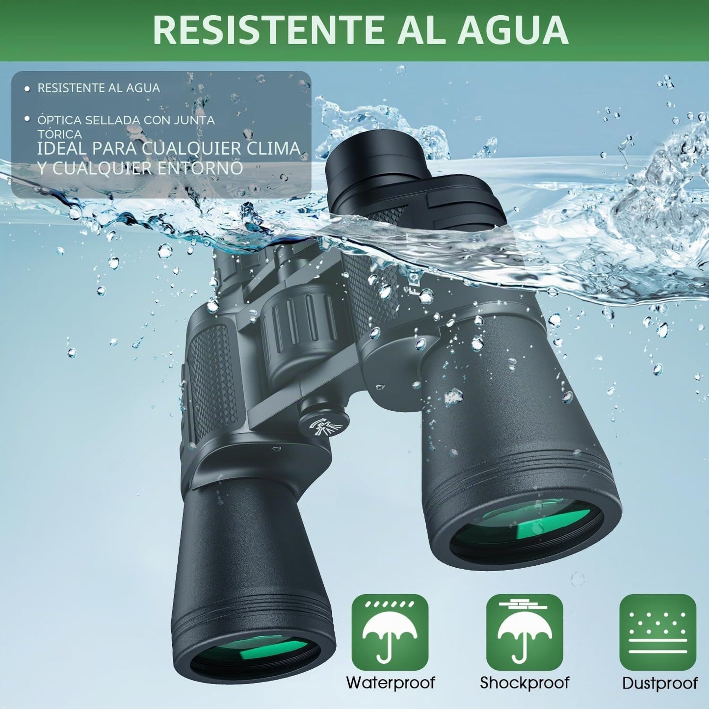 Prismáticos de alta potencia de 20 x 50 para adultos, impermeables, compactos, con visión de poca luz, para observación de aves, caza, juegos de fútbol, viajes, observación de estrellas, crucero con