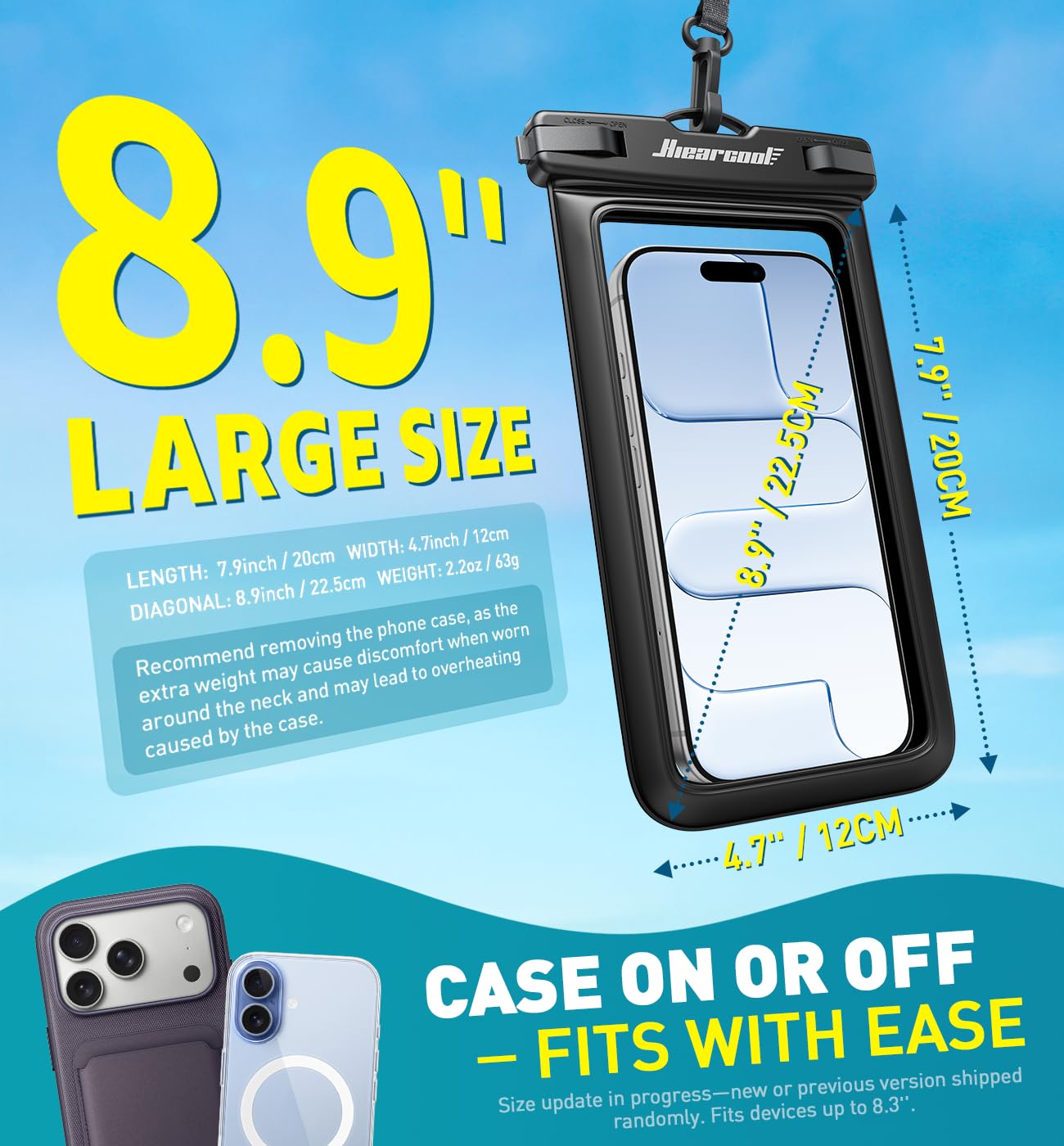 Ansot IPX8 - Funda Impermeable Universal para iPhone X/8/8plus/7/7plus/6S/6/6S Plus Samsung Galaxy S8/S7, Google Pixel 2, HTC, LG, Sony, Moto de hasta 7,0 Pulgadas, 2 Unidades