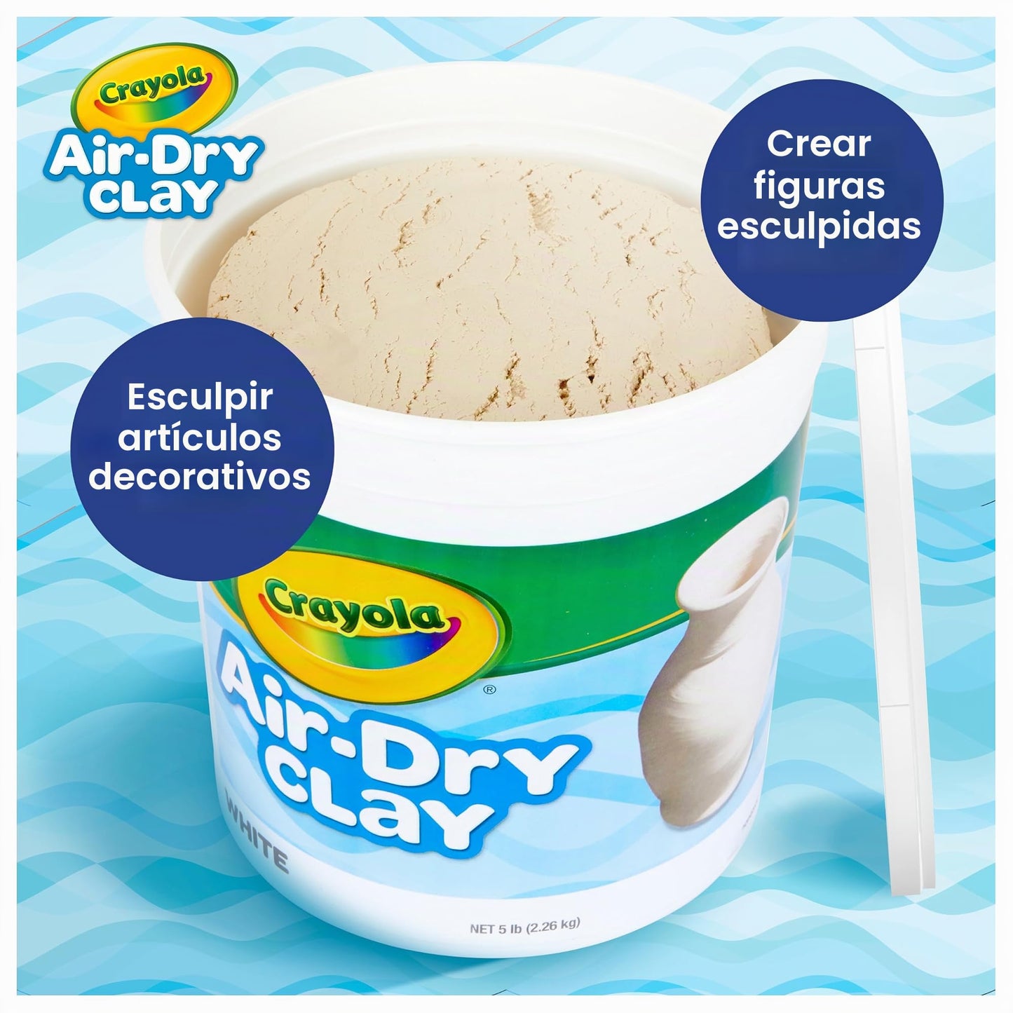 Crayola Air Dry Clay, Natural White Modeling Clay, 5 Lb Bucket
