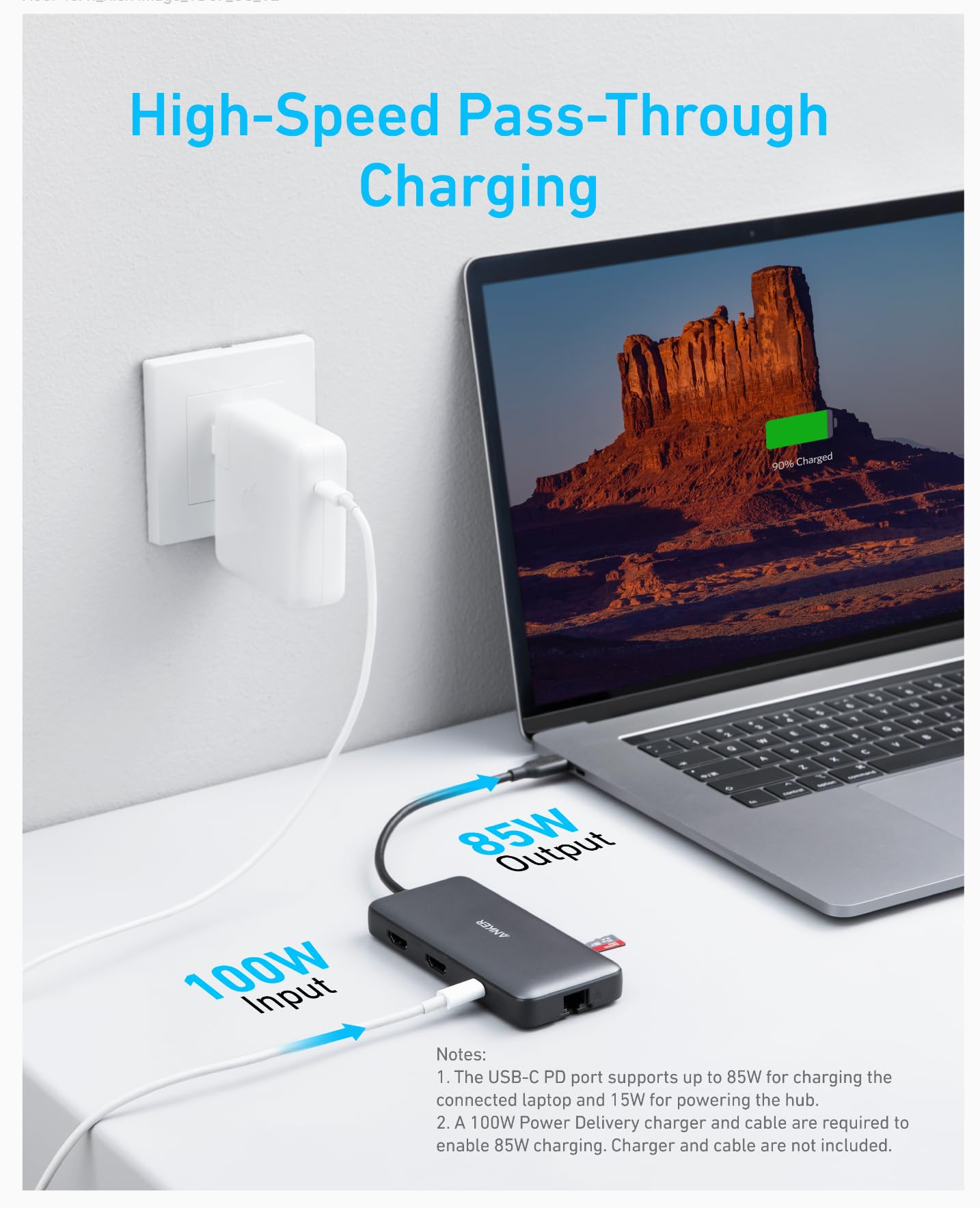 Anker PowerExpand 8-in-1 USB C Adaptador, USB C Media Hub, Dual 4K HDMI, 100W Power Delivery 1 Gbps Ethernet 2 Puertos de Datos USB 3.0, Lector de Tarjetas de Memoria SD&microSD para MacBook Pro