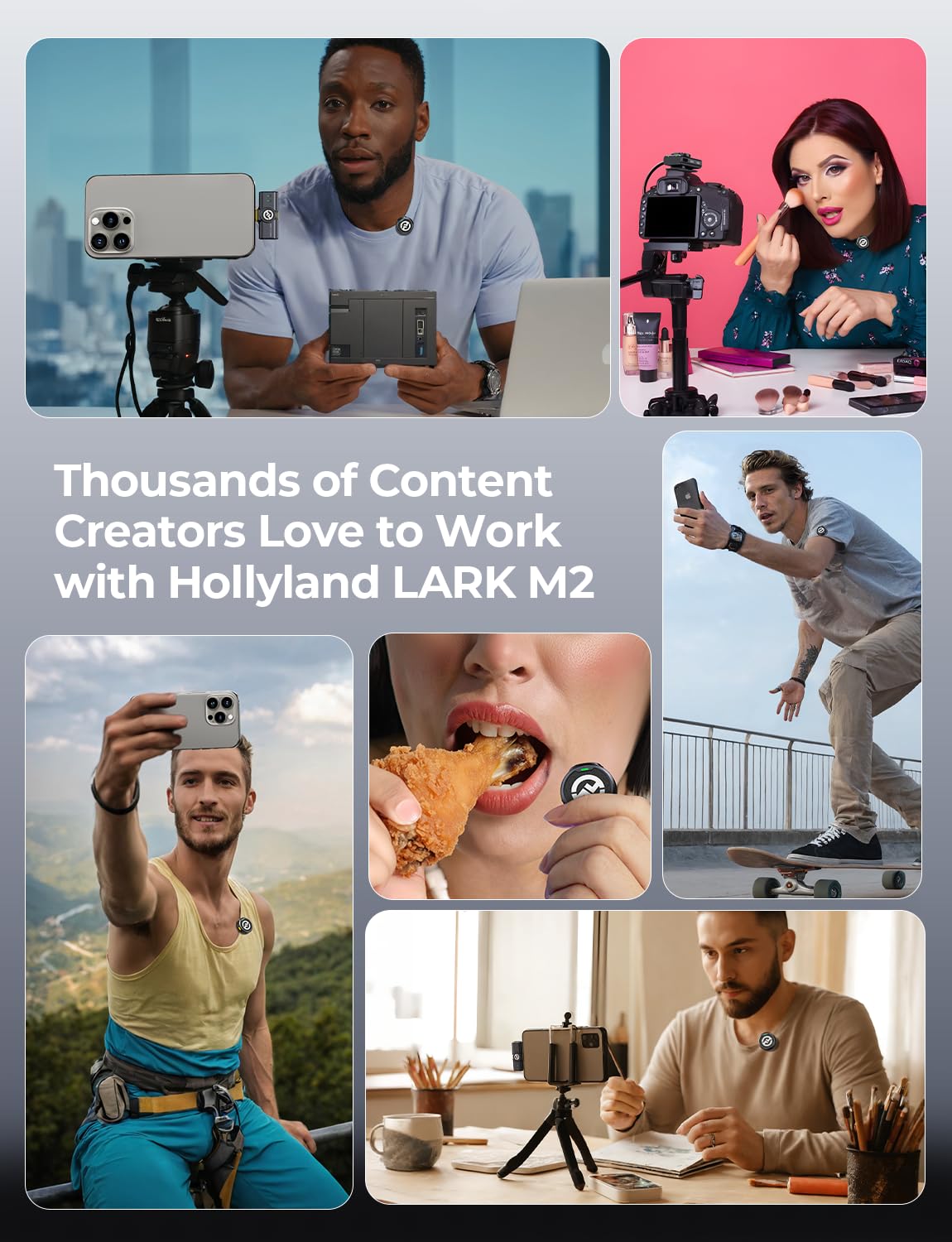 Hollyland Lark M2 Combo Micrófono Inalámbrico (2TX+3RX) para Cámara, iPhone, Android, PC, 300m, 48kHz/24 bit, Hi-Fi Audio, ENC Anti-rumore, 40 Horas, Microfono de Solapa per Livestream, Vlog - Negro