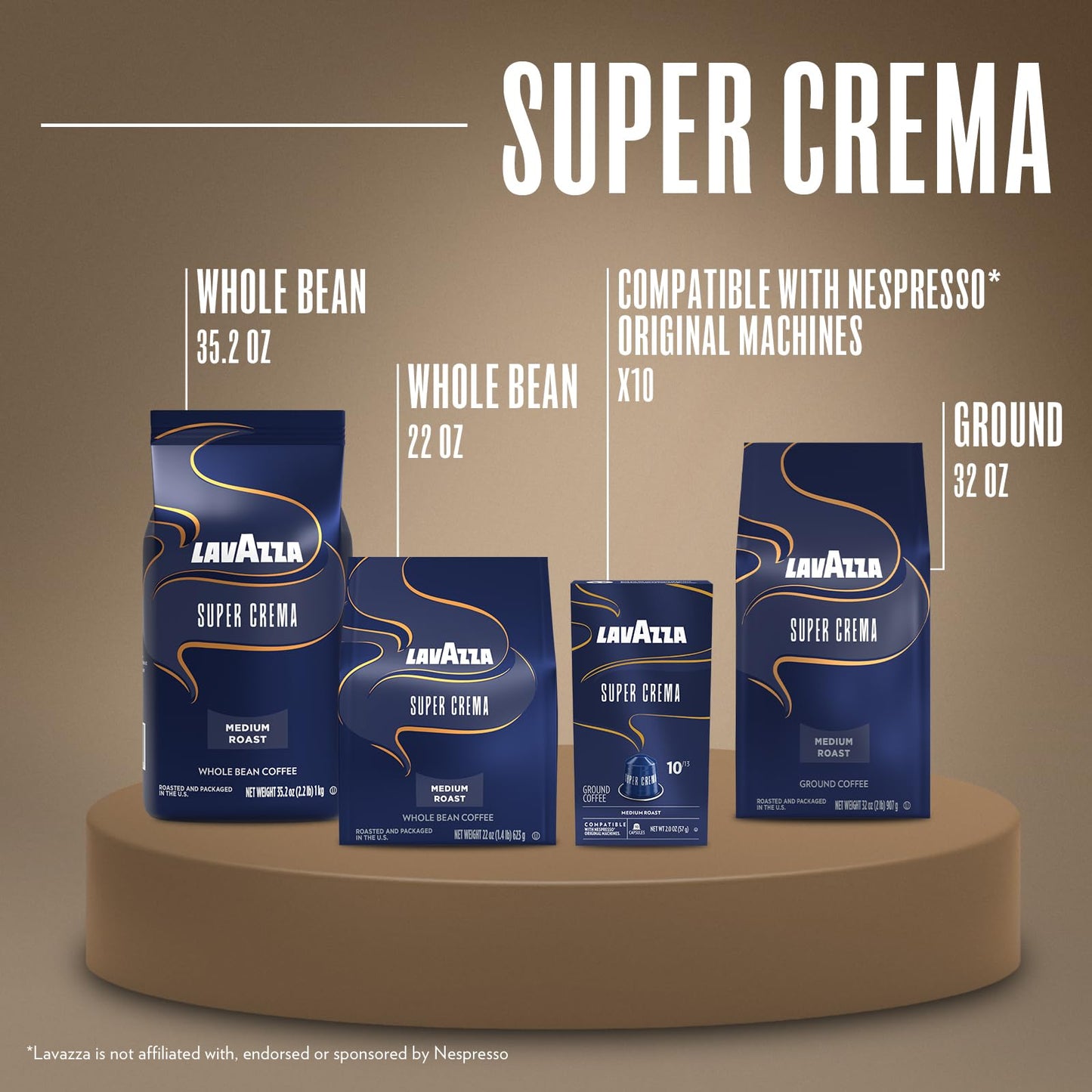 Lavazza Espresso Super Crema, Café de Grano Tostado, 1000 g