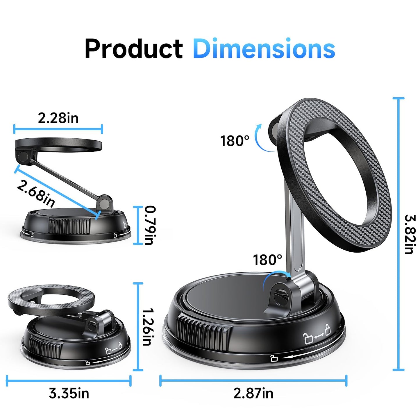 Soporte de teléfono para Coche Magsafe [78+LBS más Fuerte succión y imán más Fuerte de 2400 GF] Soporte de teléfono de Coche Ajustable de 360°, Soportes de teléfono Celular para tu Coche para Todos
