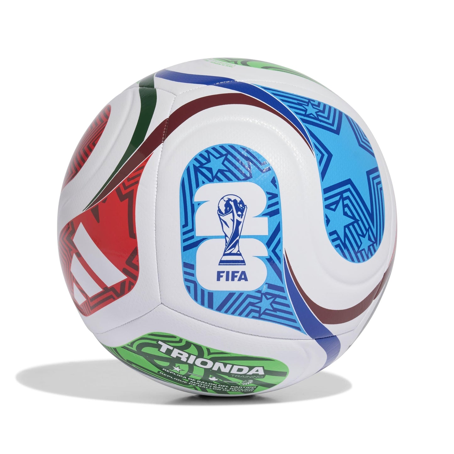 adidas Unisex-Adult World Cup Training Soccer Ball, White/Team Royal Blue/Solar Blue/Power Red, 5
