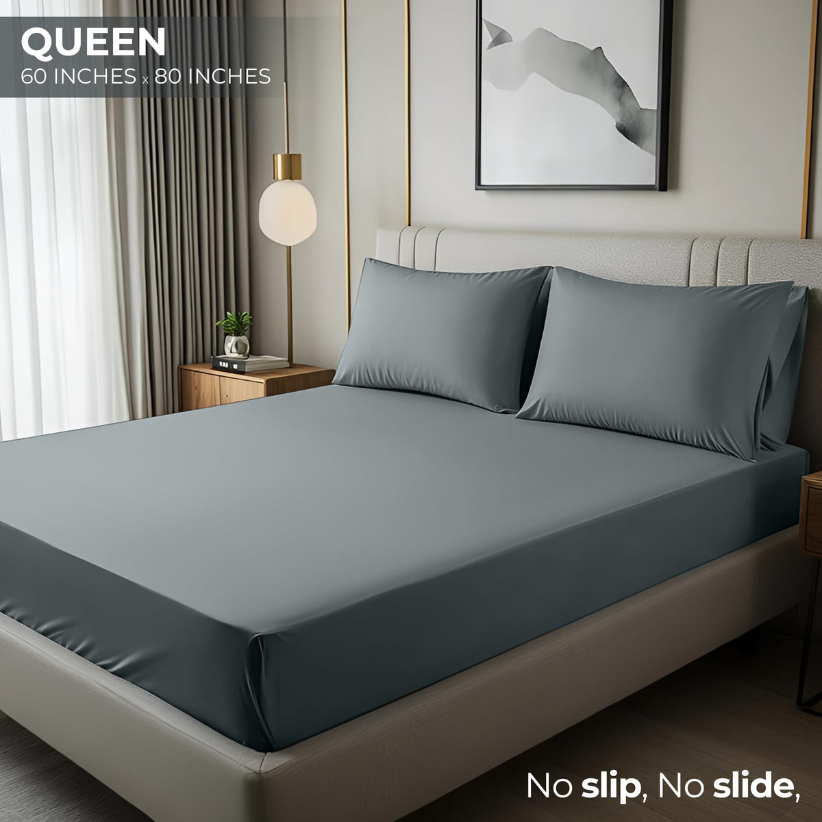 Fitted Sheet (Queen, Grey) - Deep Pocket Brushed Velvety Microfiber, Breathable, Extra Soft & Comfortable - Wrinkle, Fade, Stain & Abrasion Resistant - by Utopia Bedding by Utopia Bedding