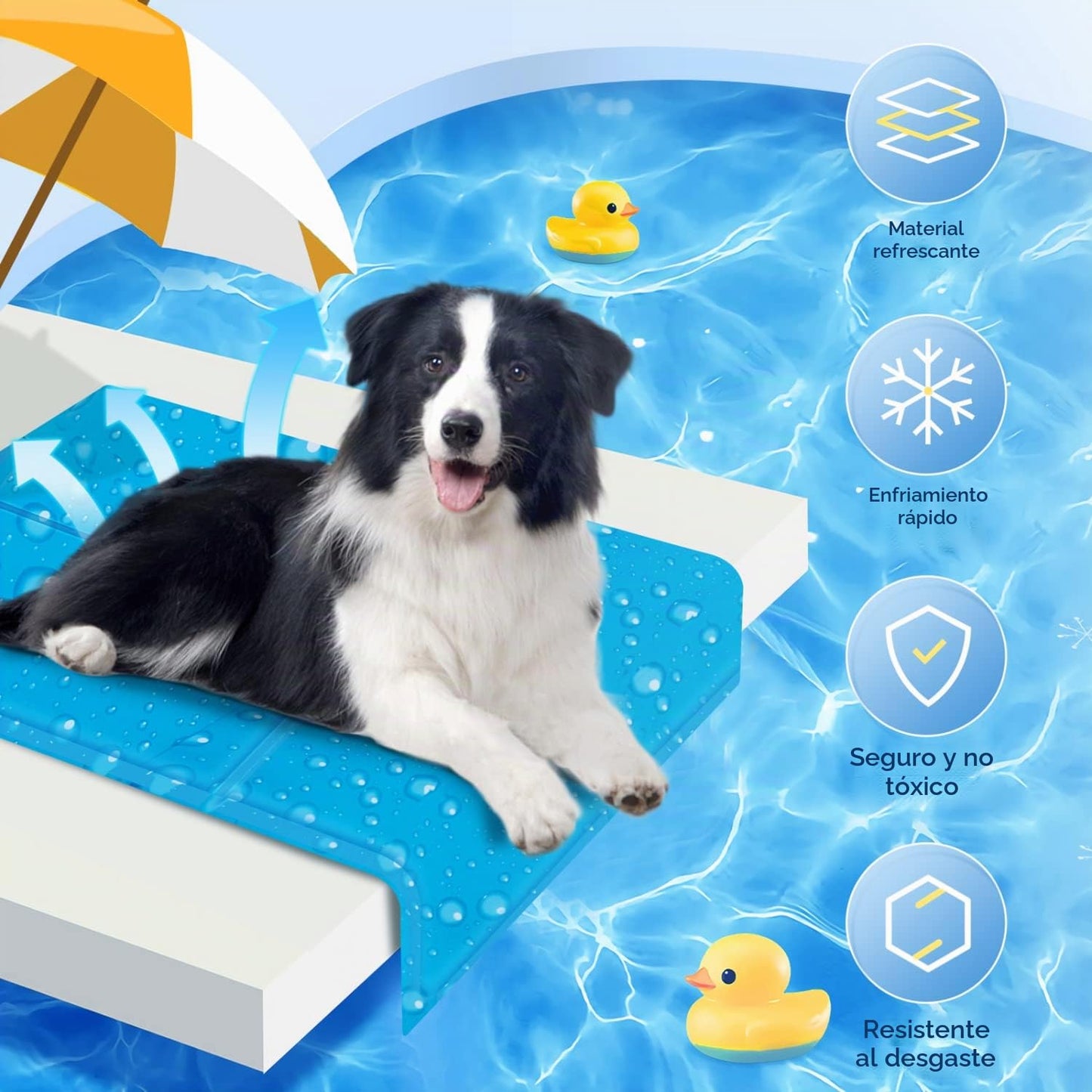 Nobleza Alfombrilla Refrescante para Perros Gatos, 90 * 50cm Manta Refrigerante Perro, Cama Perro Refrescante para Mascotas Mmediano a Grande, Alfombra de Gel Activada por Presión, L