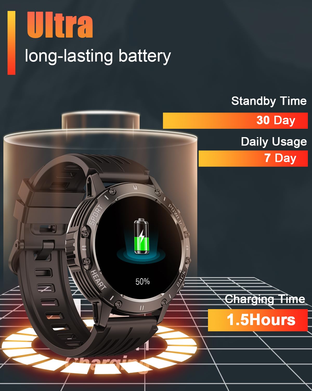 TIMU Reloj Inteligente Hombre Militar, 1.39" HD Smartwatch Hombre con Llamadas BT 5.3, 114+ Modos Deportivos, 24/7 Monitor de Sueño/Podómetro/Pulsómetro,