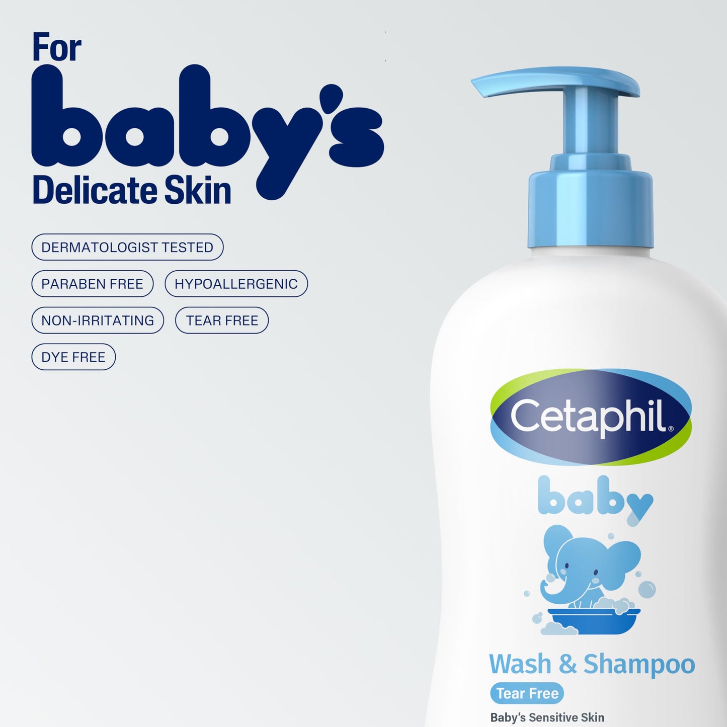 Cetaphil Champú para bebé con caléndula orgánica, sin desgarros, parabenos, colorantes y aceite mineral, 13.5 onzas líquidas