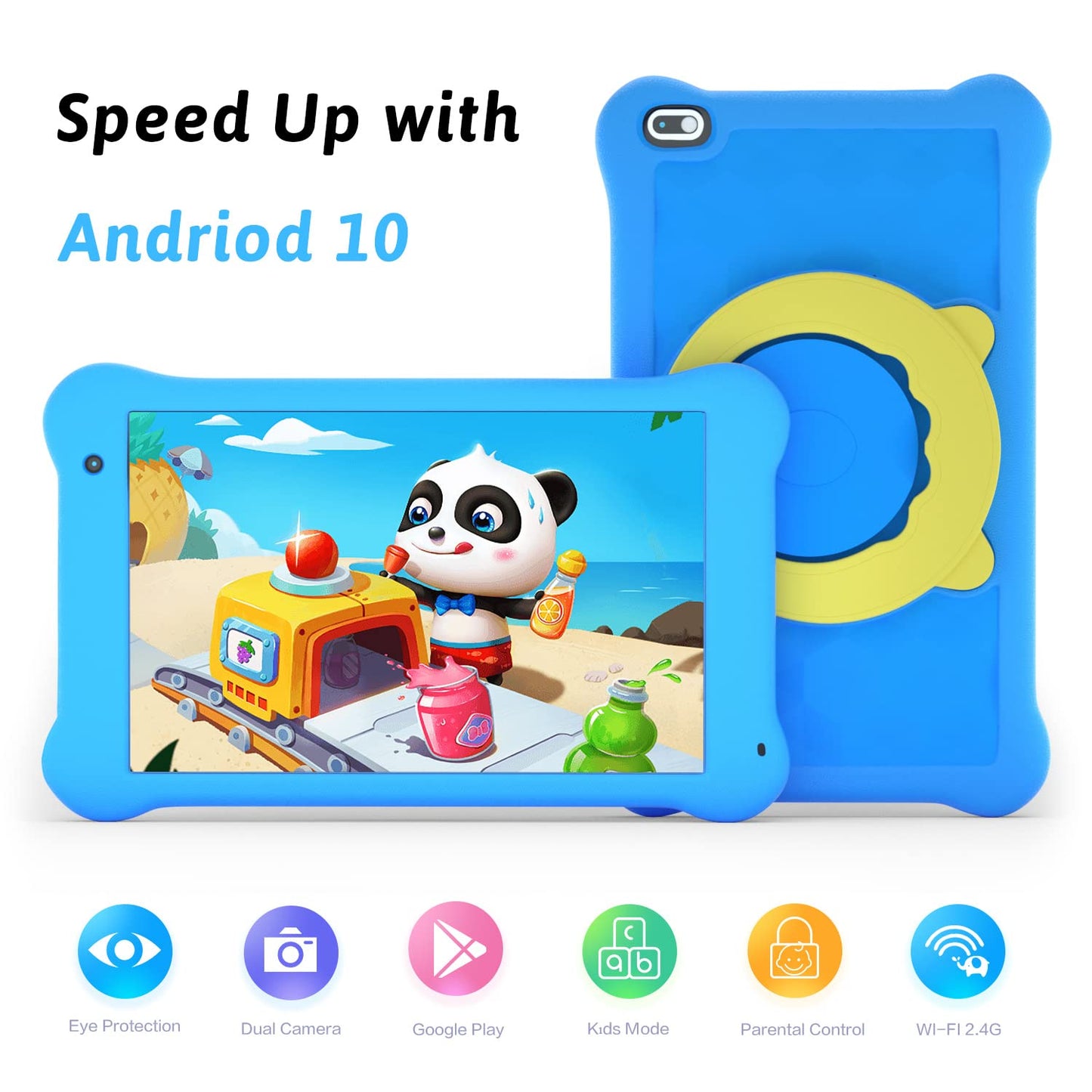 AEEZO Tablet para niños de 7 pulgadas, WiFi, Android 10, FHD 1920 x 1200, pantalla IPS, 2 GB de RAM, 32 GB de ROM