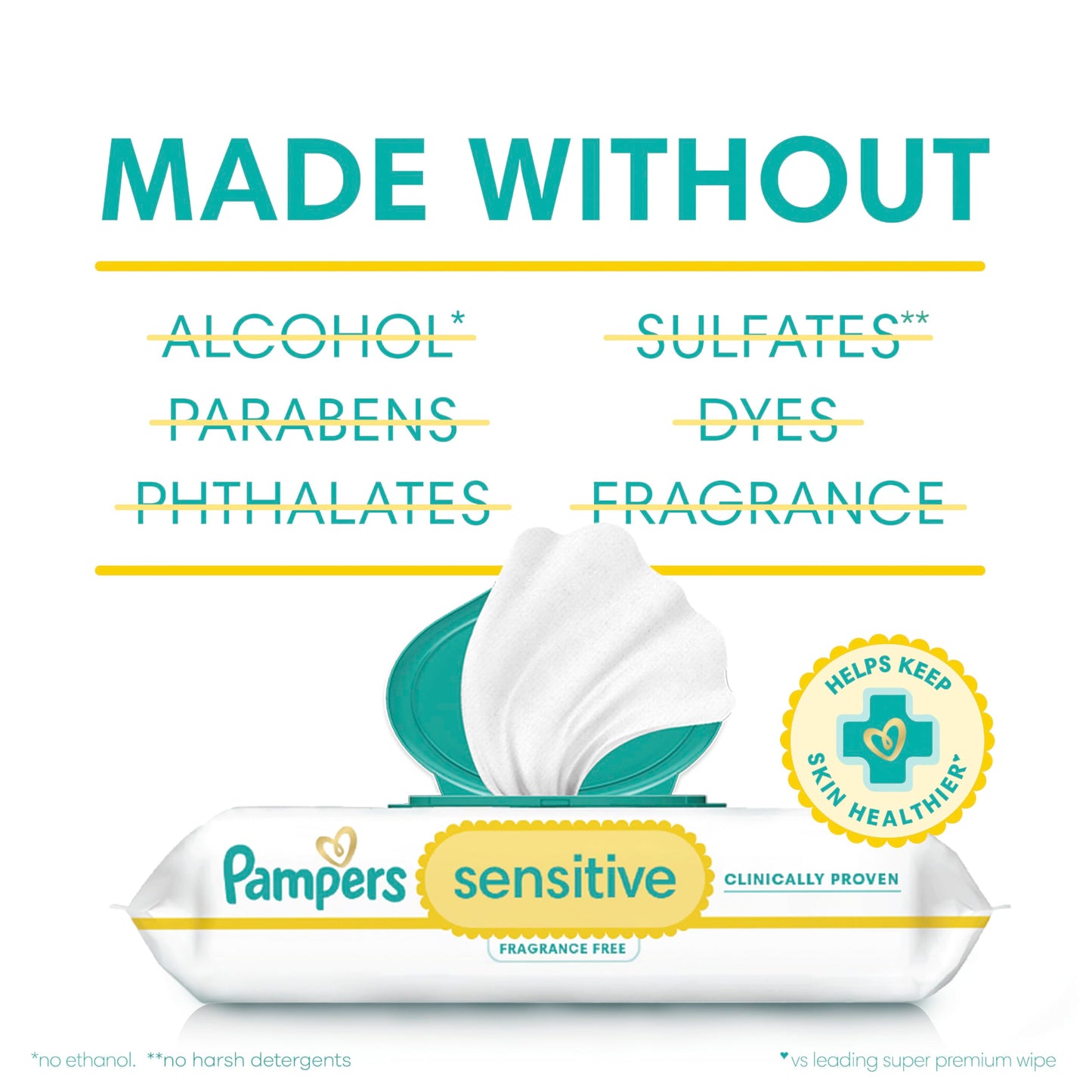 Pampers Sensitive - Toallitas húmedas para bebé, 1008 unidades, a base de agua, hipoalergénicas y sin perfume (el embalaje puede variar)