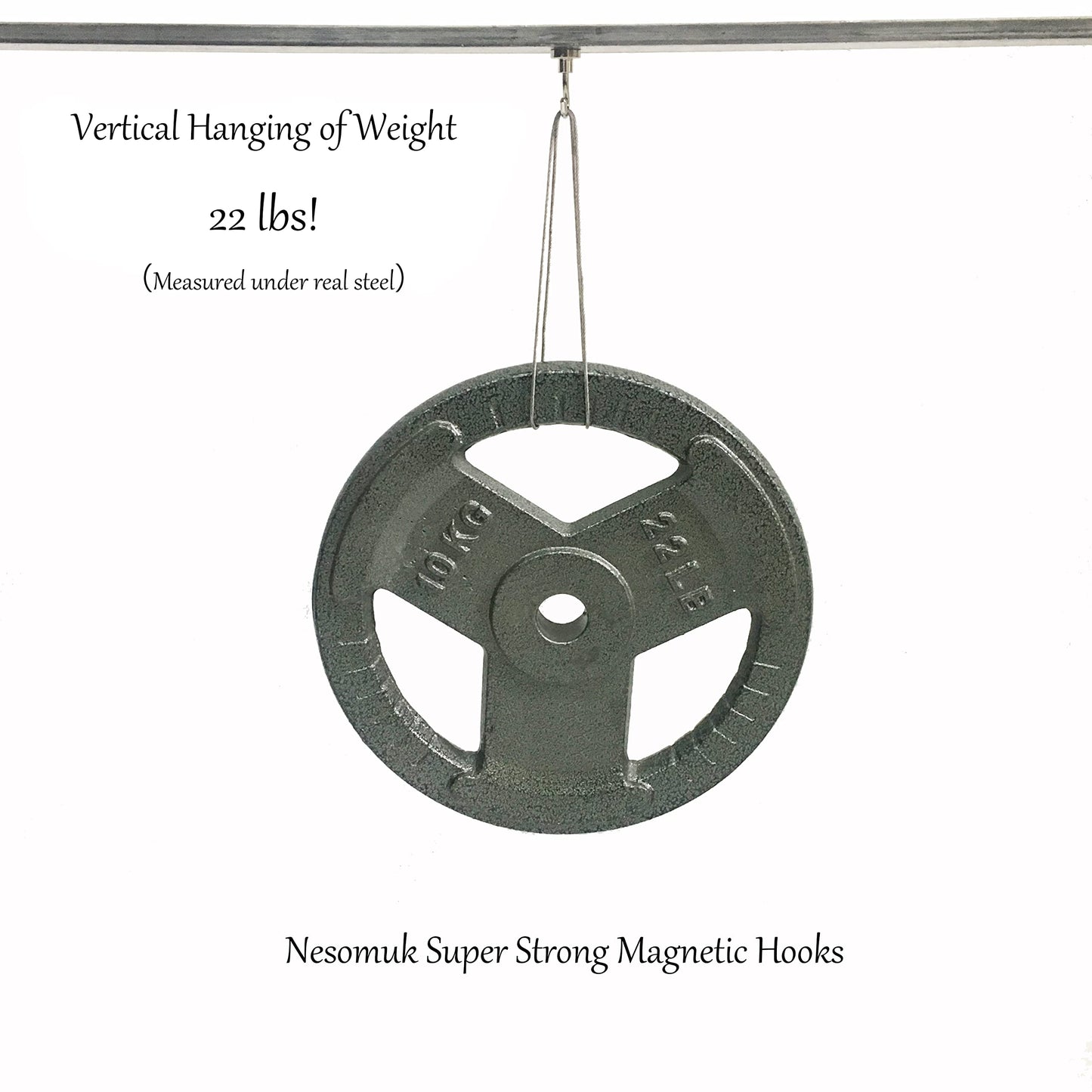 Neosmuk Ganchos magnéticos, 10kg+ imán extra fuerte con gancho para nevera, gancho de crucero resistente para techo (paquete de 10)
