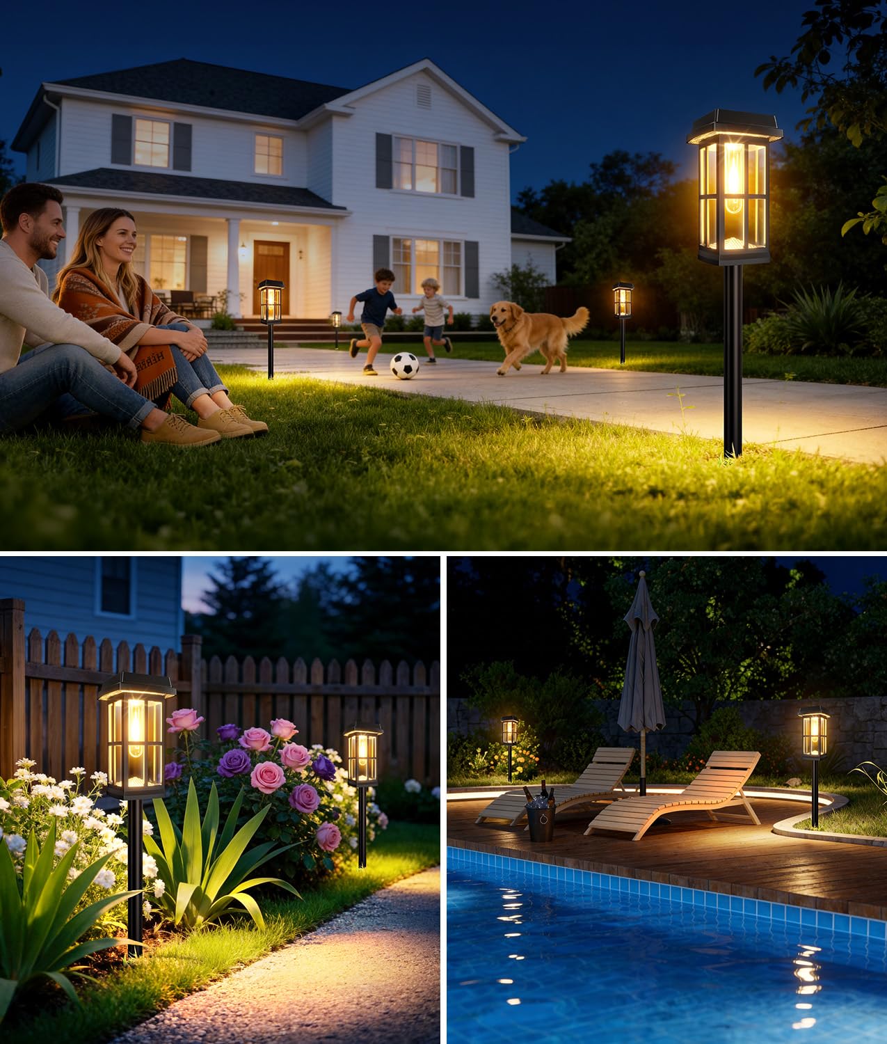 Ahaorigin Luces solares para caminos, iluminación de paisaje al aire última intervensión con LED cálido, negro (paquete de 8)
