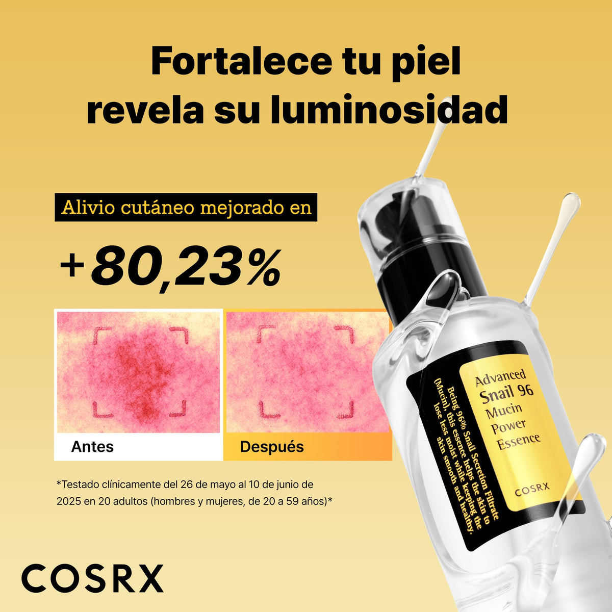 COSRX Snail Mucin 96% Power Face Serum 3.38 fl oz 100ml, Serum Hidratante para el Rostro, Cuidado Personal, Piel Brillante bajo el Maquillaje, Cuidado de la Piel Coreano, Belleza Coreana