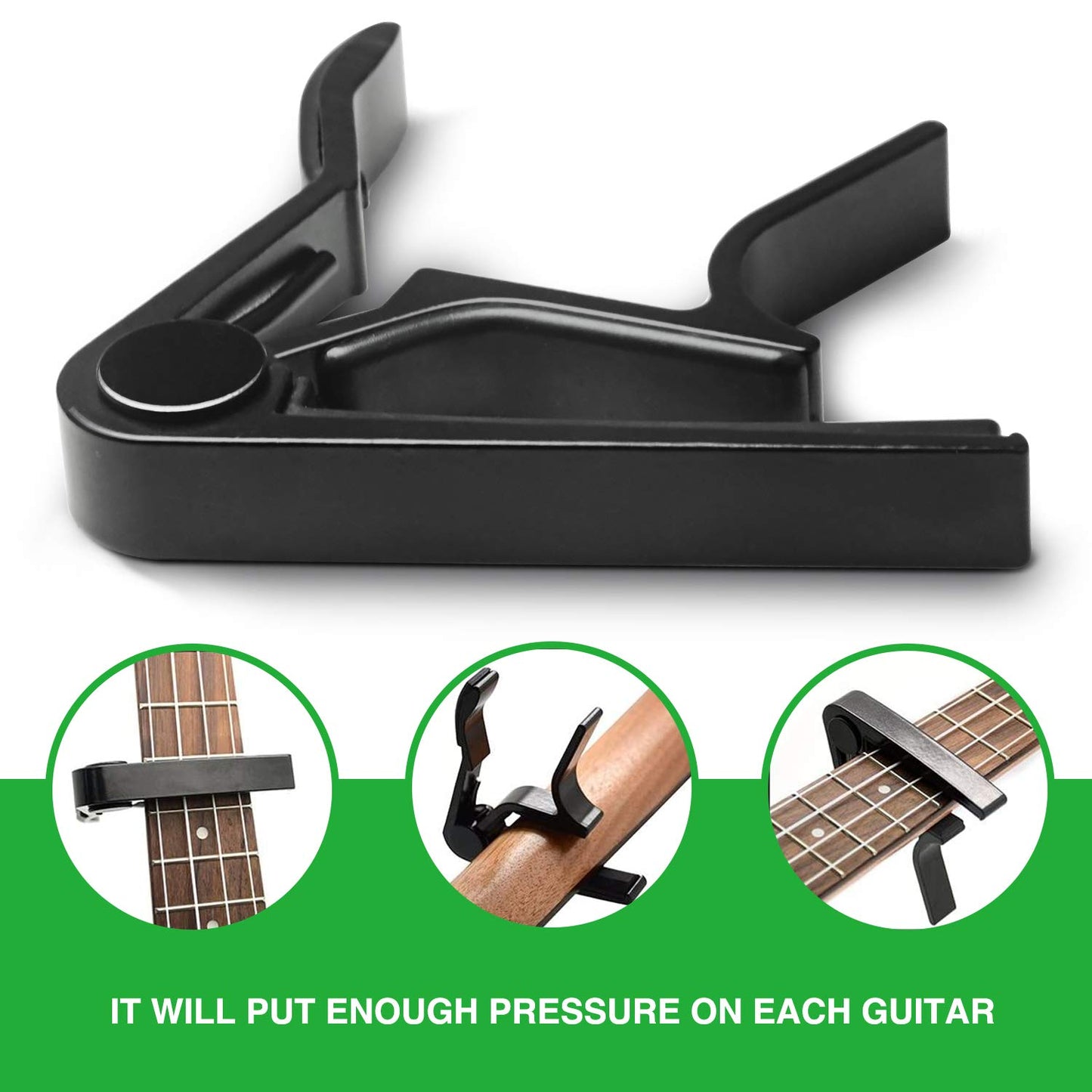 Cejilla para guitarra, 6 cuerdas, guitarra acústica y eléctrica, SIIWOO, Cejilla acústica Capotraste (negro)