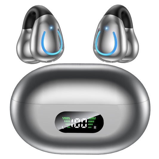 Paekole Auriculares Inalámbricos Bluetooth 6.1 Open Ear Clip, Auriculares Deportivos con Pantalla LED 80H, Cancelación de Ruido ENC, IPX7 Impermeable, Cascos Inalámbricos para Running y Oficina