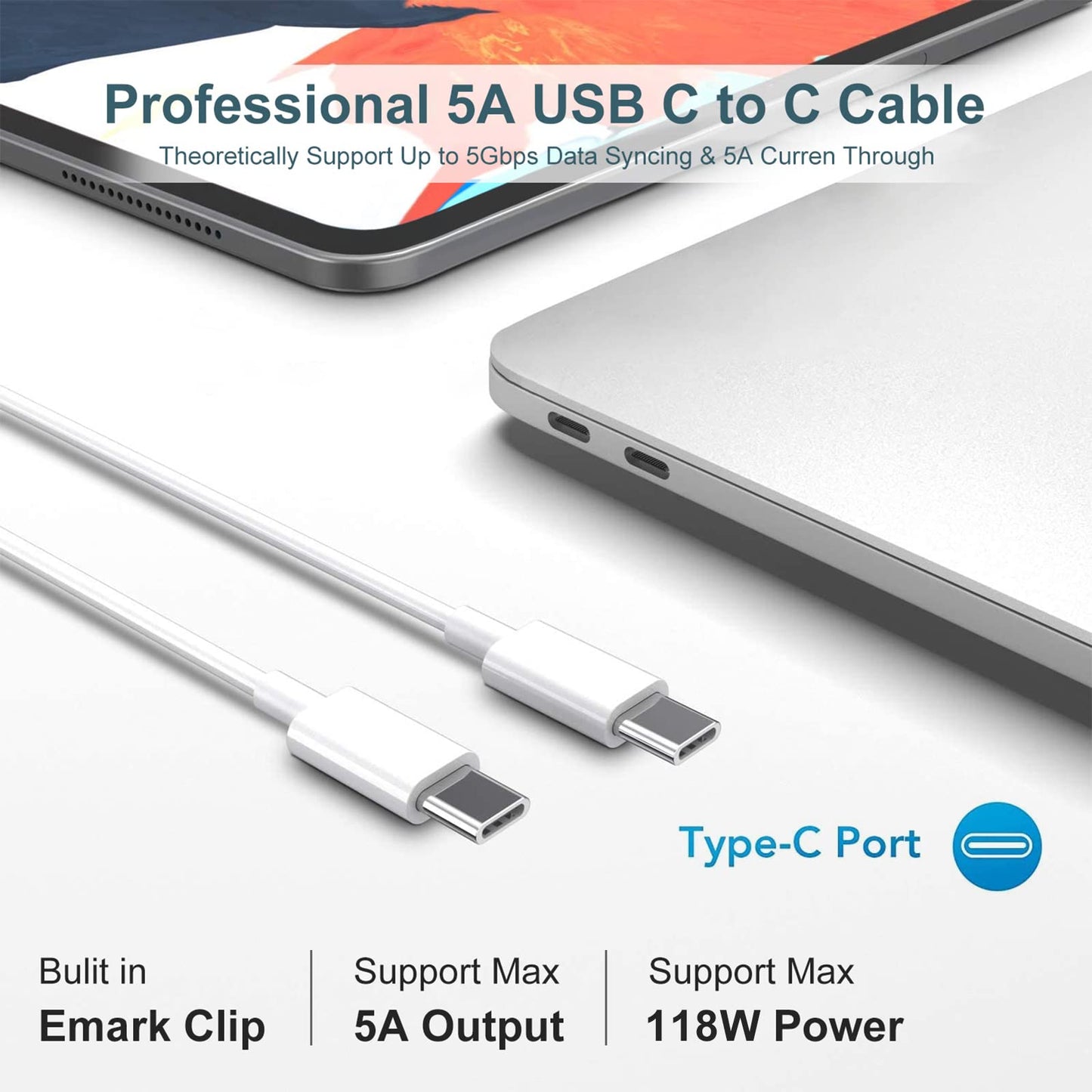 ixcvSunveza Cargador Mac Book Pro Cargador USB C de 100 W Compatible con MacBook Pro 16, 15, 14, 13 Pulgadas, iPad Pro 2021/2020/2019/2018, Incluido Cable USB C a C de 8 pies