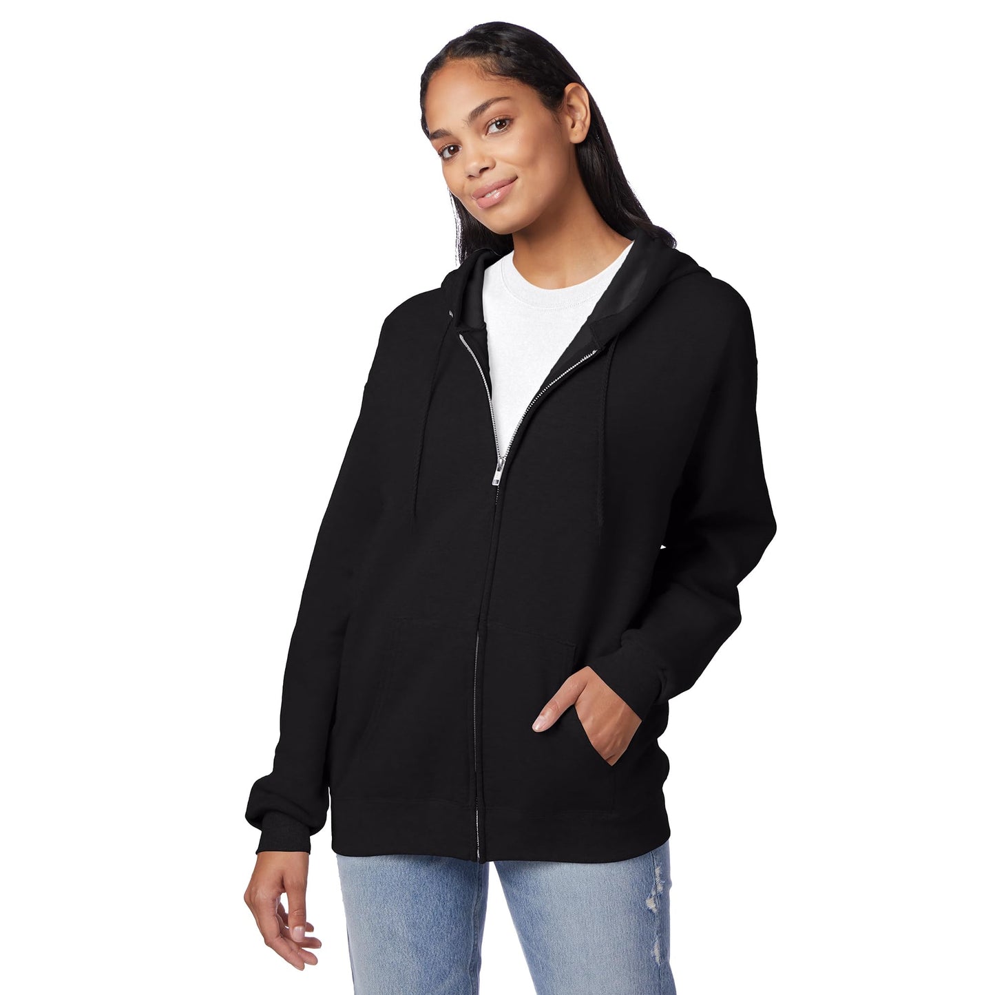 Hanes Sudadera con Capucha para Hombre, Opaca, Negro, L