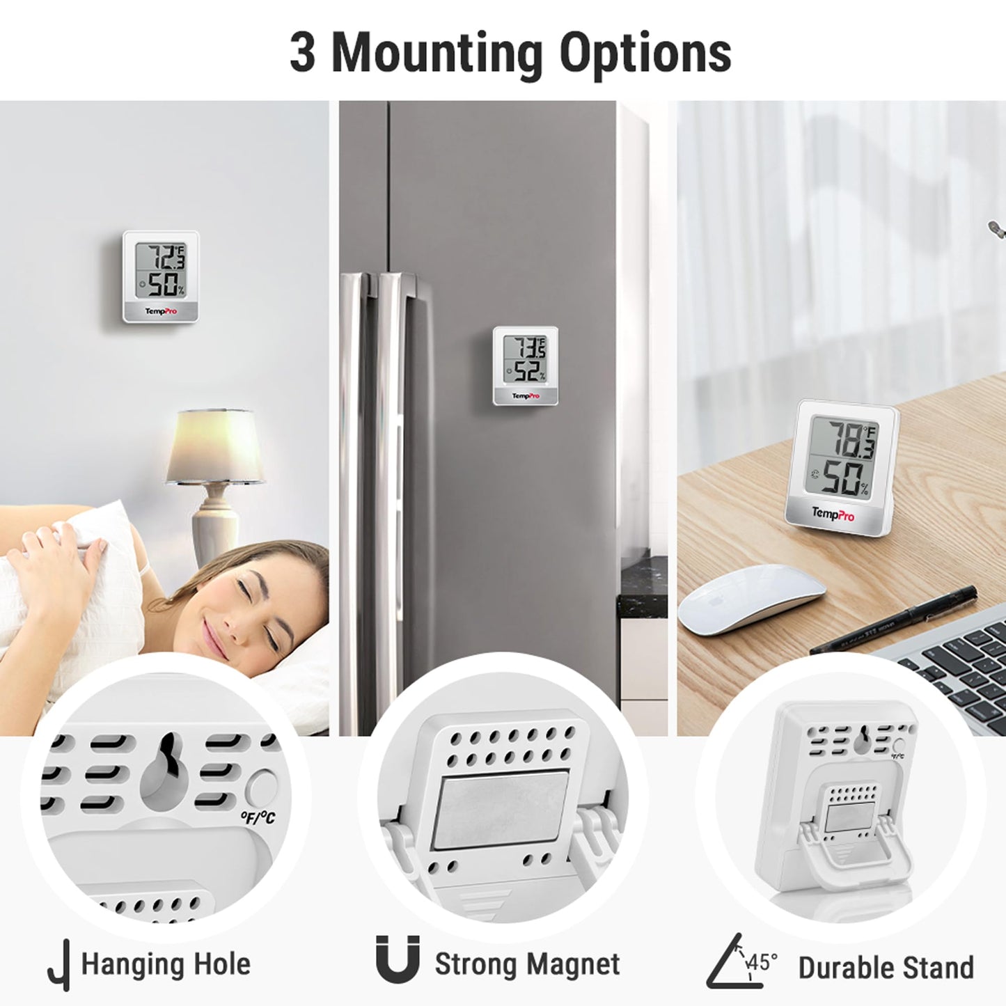 ThermoPro TP49 - Medidor de humedad digital para interiores con monitor de temperatura y humedad, mini higrómetro, termómetro