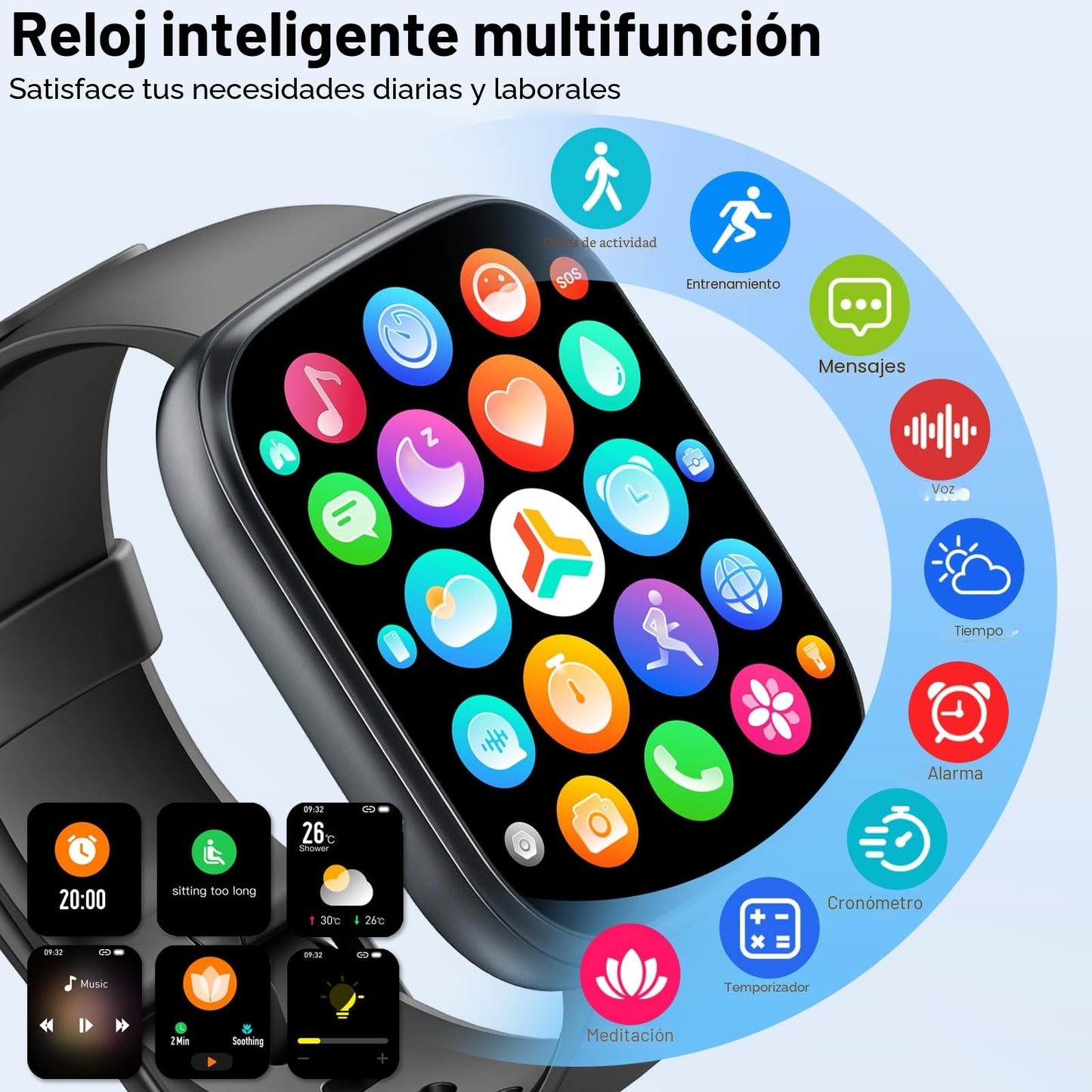 Reloj Inteligente Mujer Hombre, 1.95" HD Smartwatch con Llamadas Bluetooth, Nuevo Smart Watch con Pulsómetro/Monitor de Sueño/Podómetro, 110+ Modos Deportivos, IP68 Pulsera Actividad para Android iOS