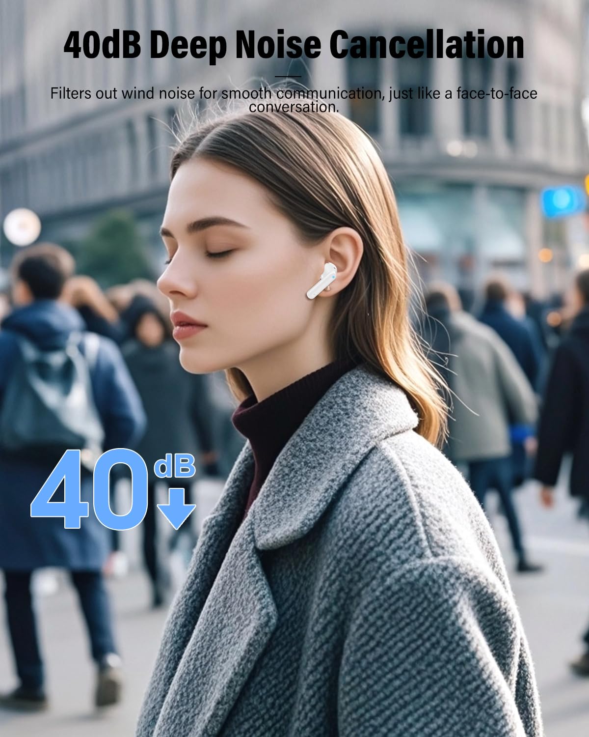 Auriculares inalámbricos, Bluetooth 5.4, estéreo de graves, auriculares con micrófono con cancelación de ruido, pantalla LED, llamadas claras, auriculares Bluetooth impermeables IP7 para laptop