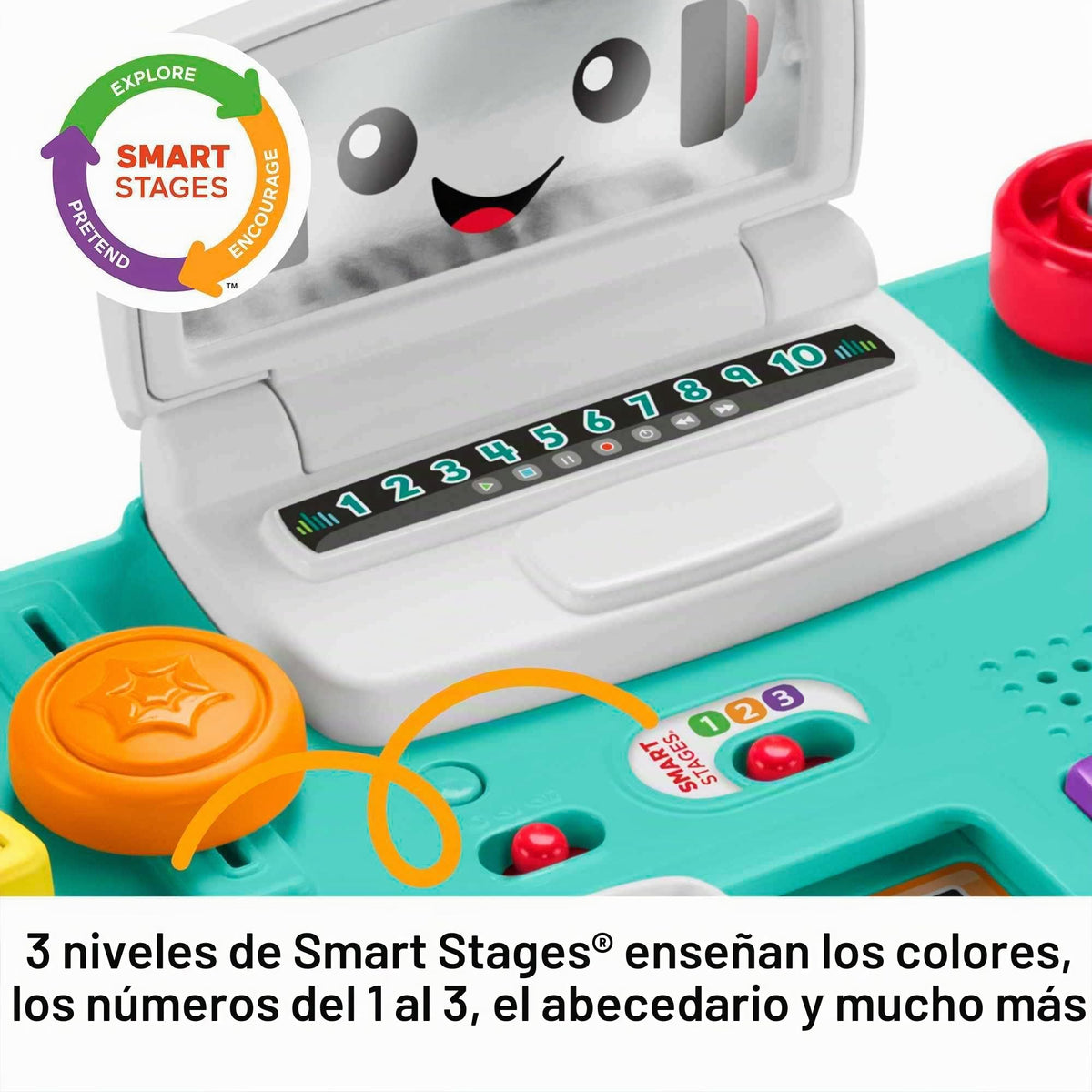 Fisher-Price Ríe y aprende Mesa de mezclas DJ musical Piano de juguete con actividades, luces y sonidos, sentado y de pie, bebés +6 meses, VERSION UK , HKT83