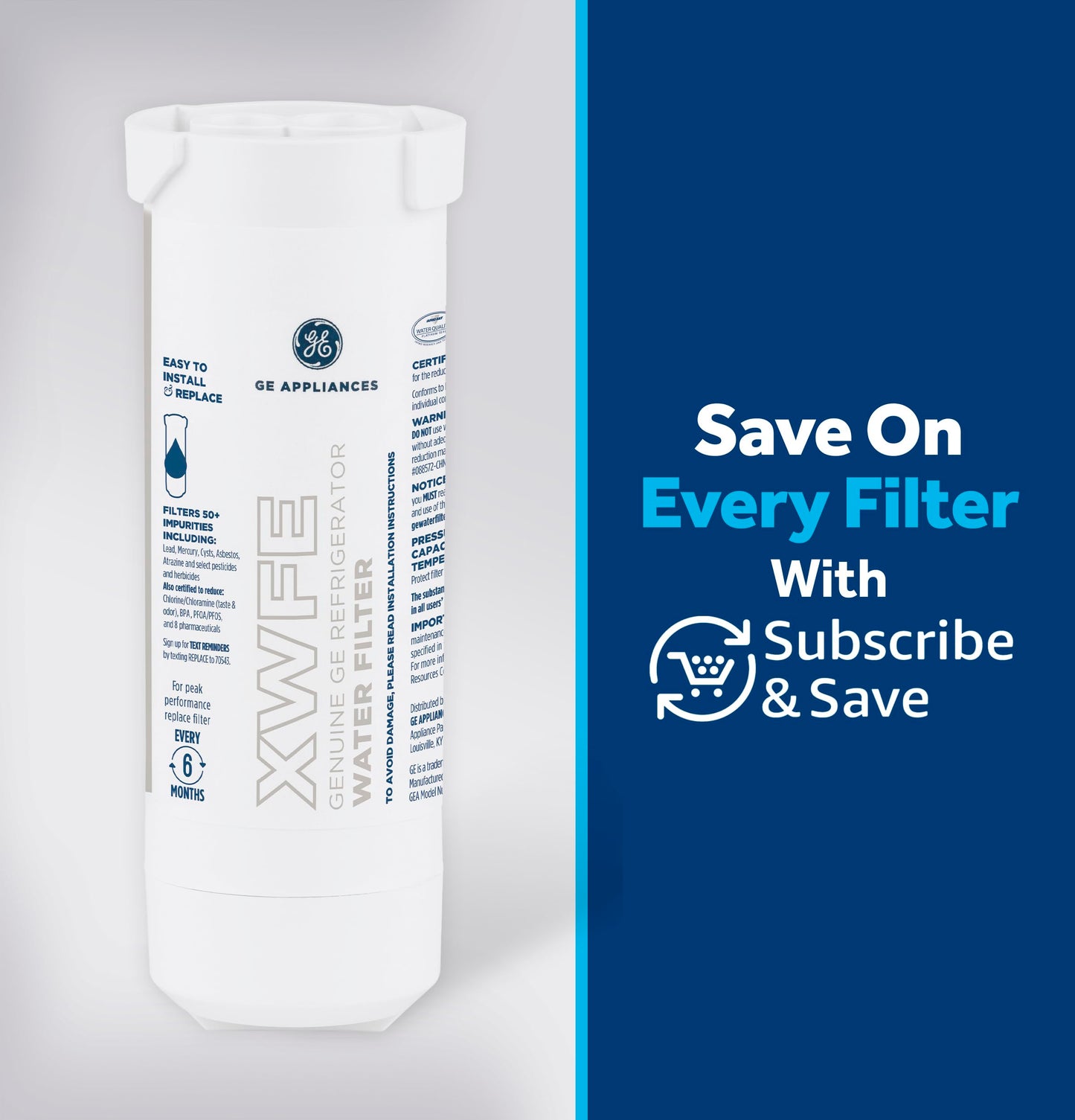GE Appliances XWFE GE XWF Filtro de agua para refrigerador, color blanco
