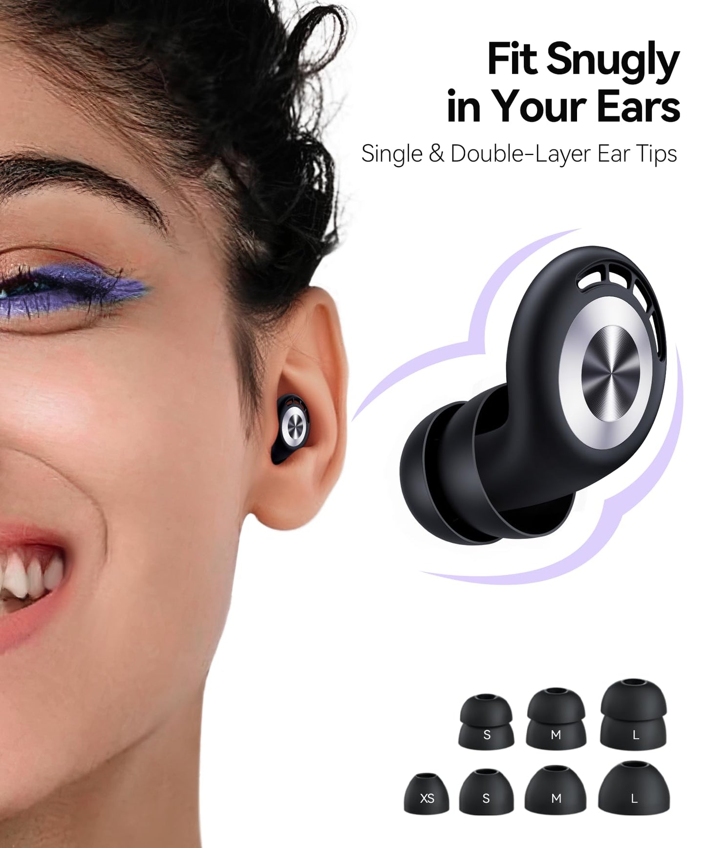 Tapones para los oídos para dormir, tapones para los oídos de 50 dB, cancelación de ruido, tapones para los oídos para reducción de ruido, conciertos, tapones de silicona suaves y reutilizables para