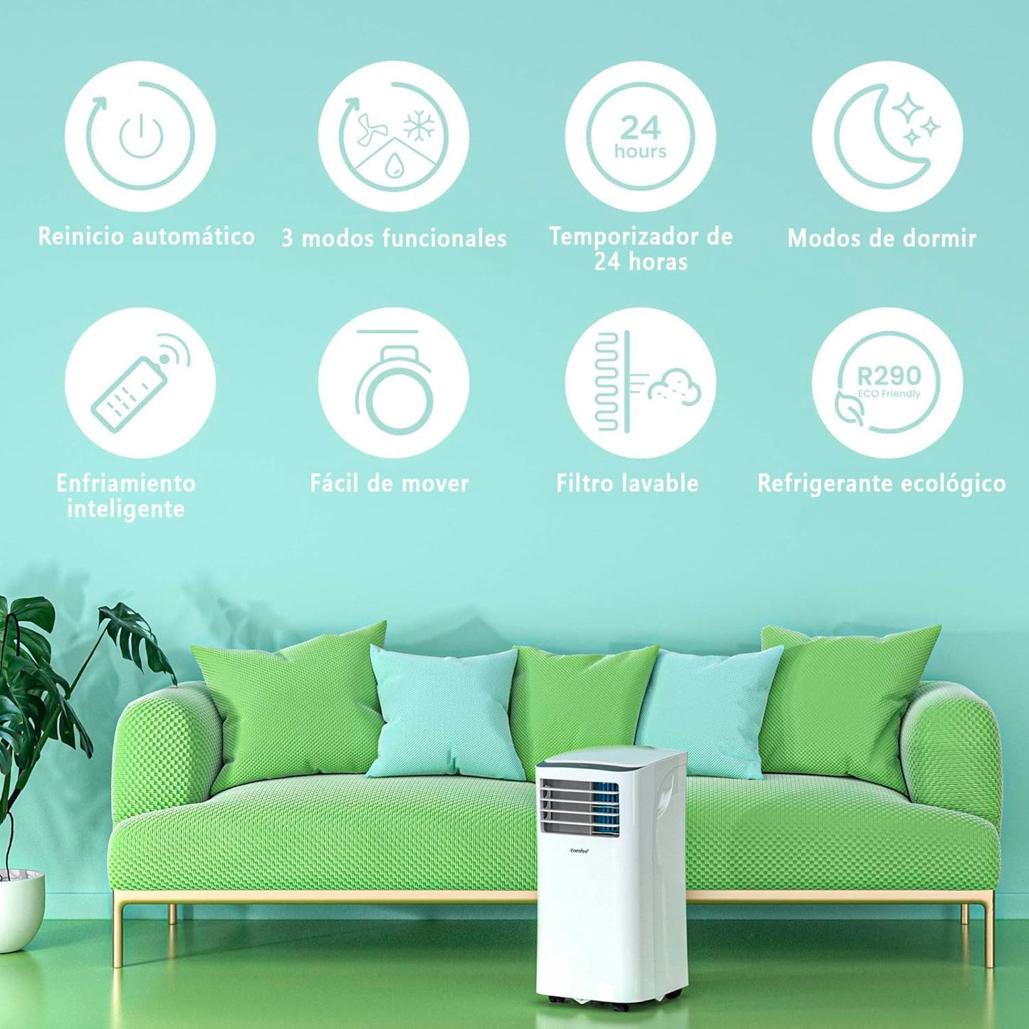 COMFEE Aire móvil enfriador MPPH-07CRN7 – Climatizador de Aire silencioso 2,3kW - Climatizador Refrigera, Ventila y Deshumidifica 25m2