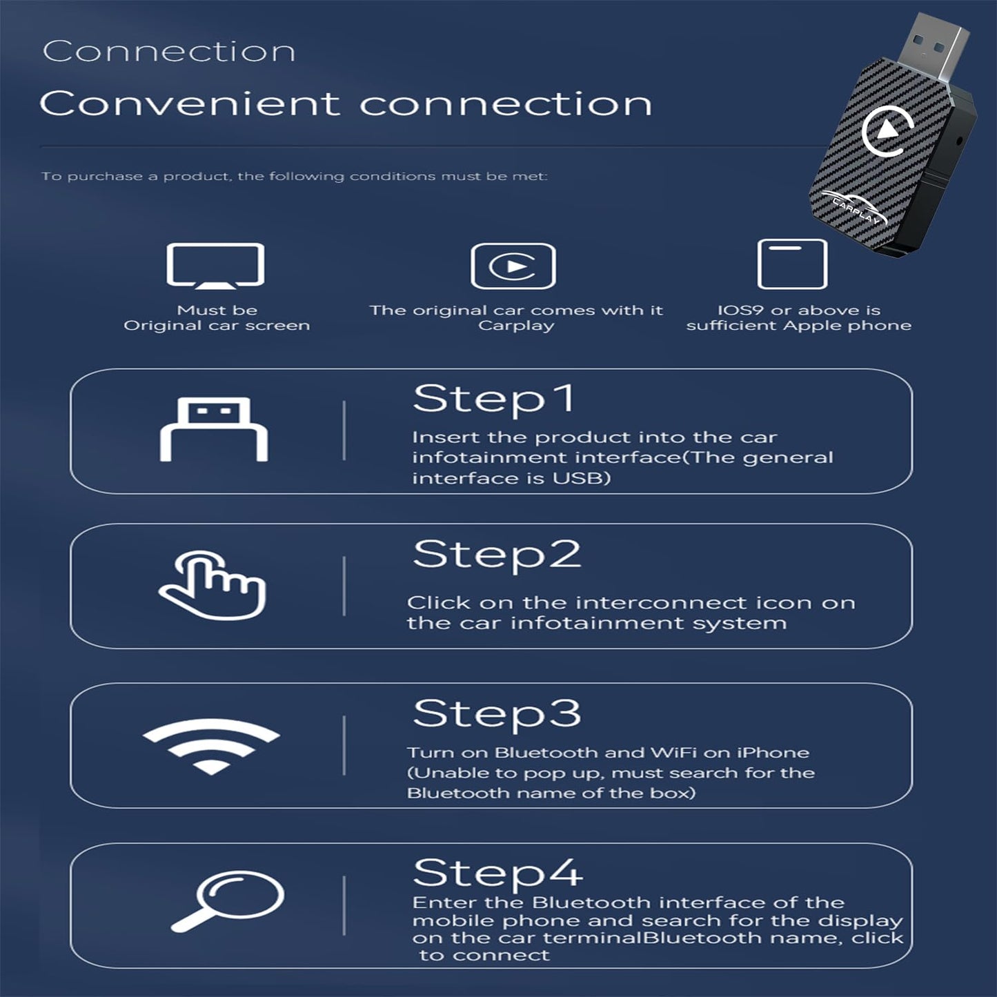 Adaptador inalámbrico CarPlay actualizado 2025, dongle inalámbrico CarPlay, convierte CarPlay con cable a inalámbrico, adaptador inalámbrico Plug and Play, compatible con coches de 2016 y iPhone iOS
