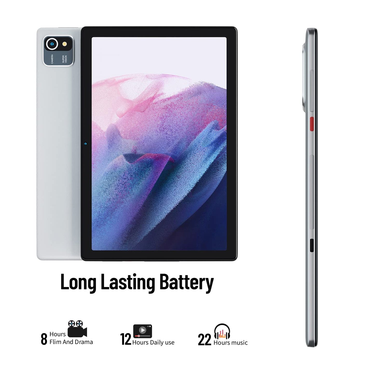 Tablet 10.1 Inch Quad-Core 32GB Android 10 IPS HD Display 6000mAh Tablets (Silver)